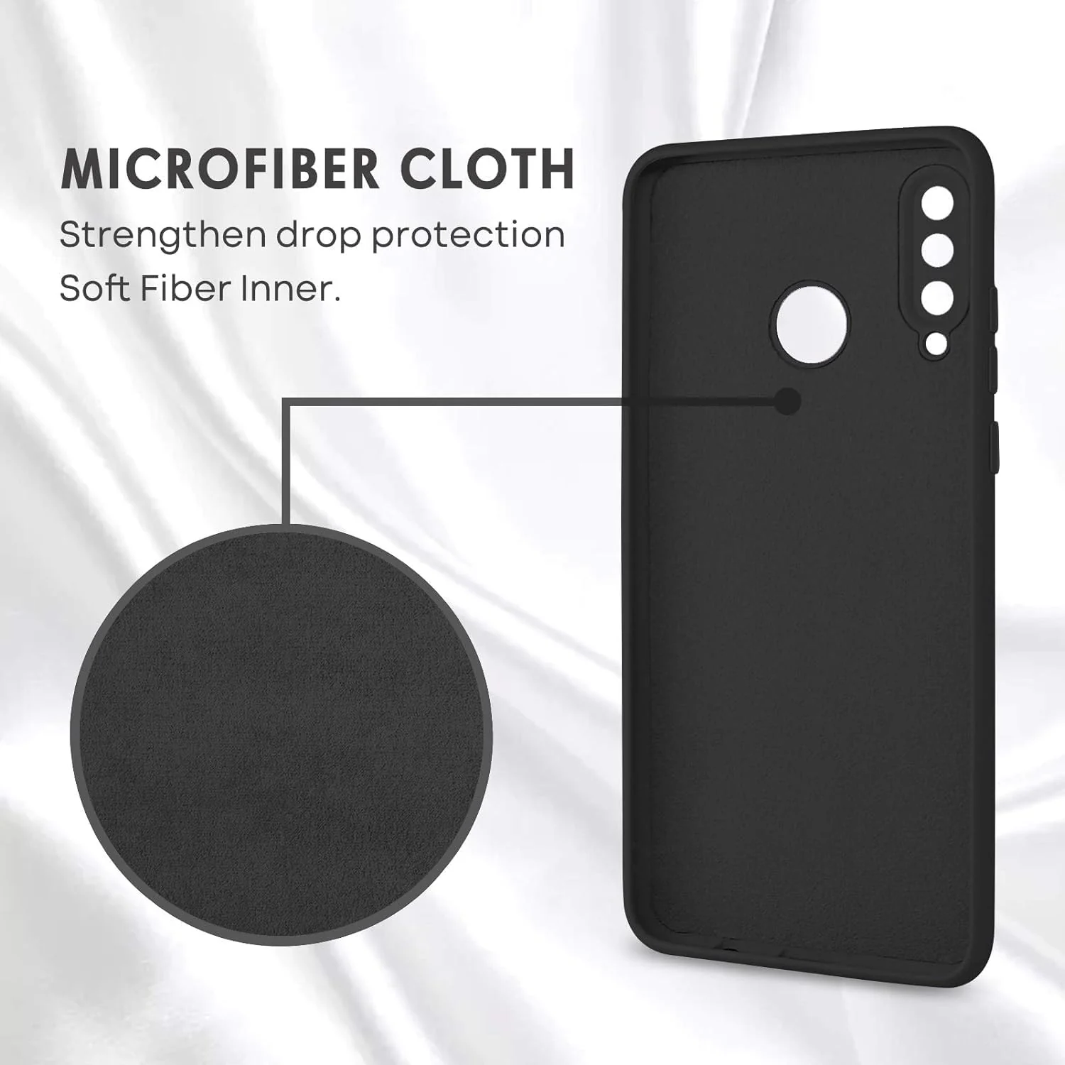 DL3 Mobilak Soft Silicone Protective Case for Huawei P30 Lite / Nova 4E with Microfiber Lining and Shockproof Design - Black