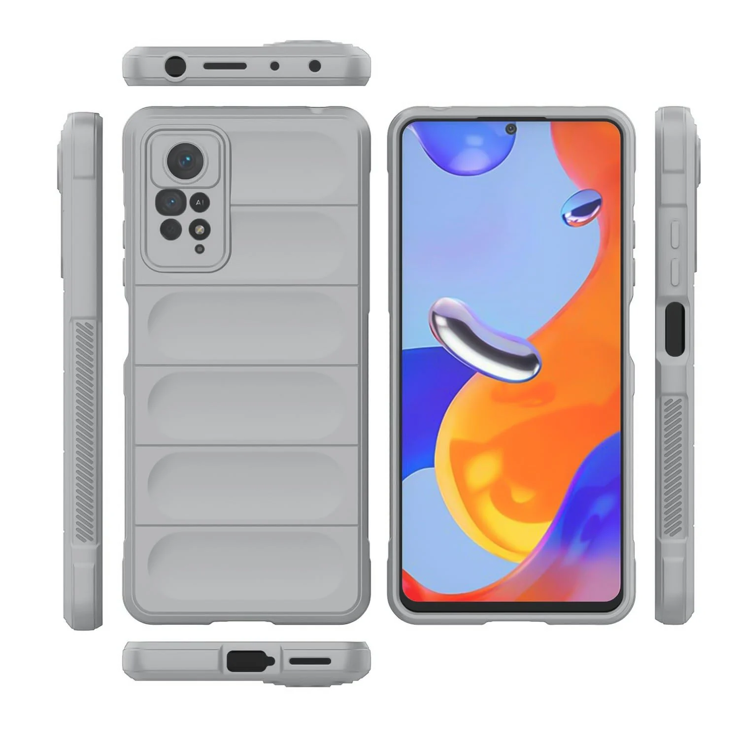 DL3 Mobilak Flexible Silicone and TPU Protective Case with Camera Protection for Xiaomi Redmi Note 11 4G / Note 11S - Gray