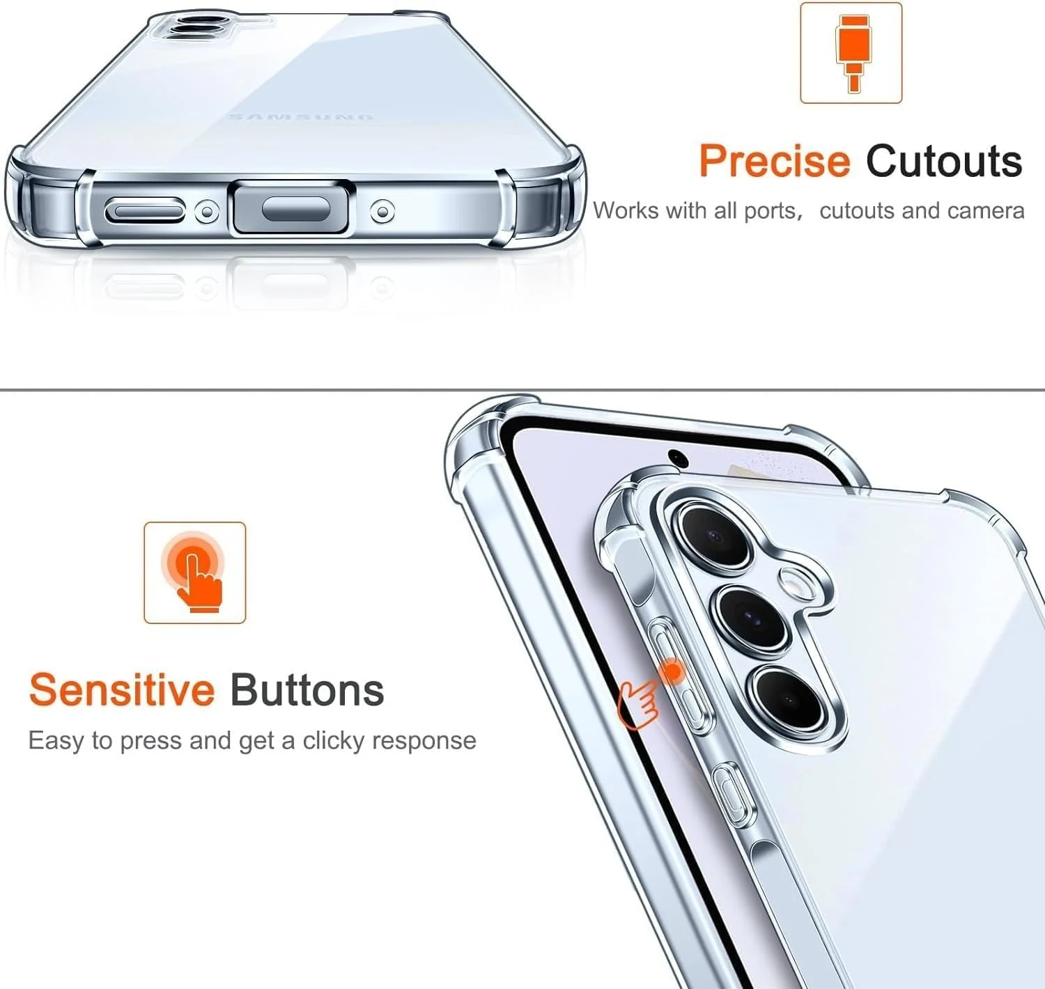 DL3 Mobilak Case Compatible with Samsung Galaxy A35 5G, Cover Silicone TPU Gorilla Anti-shock Protector Camera Shockproof Corners - Clear