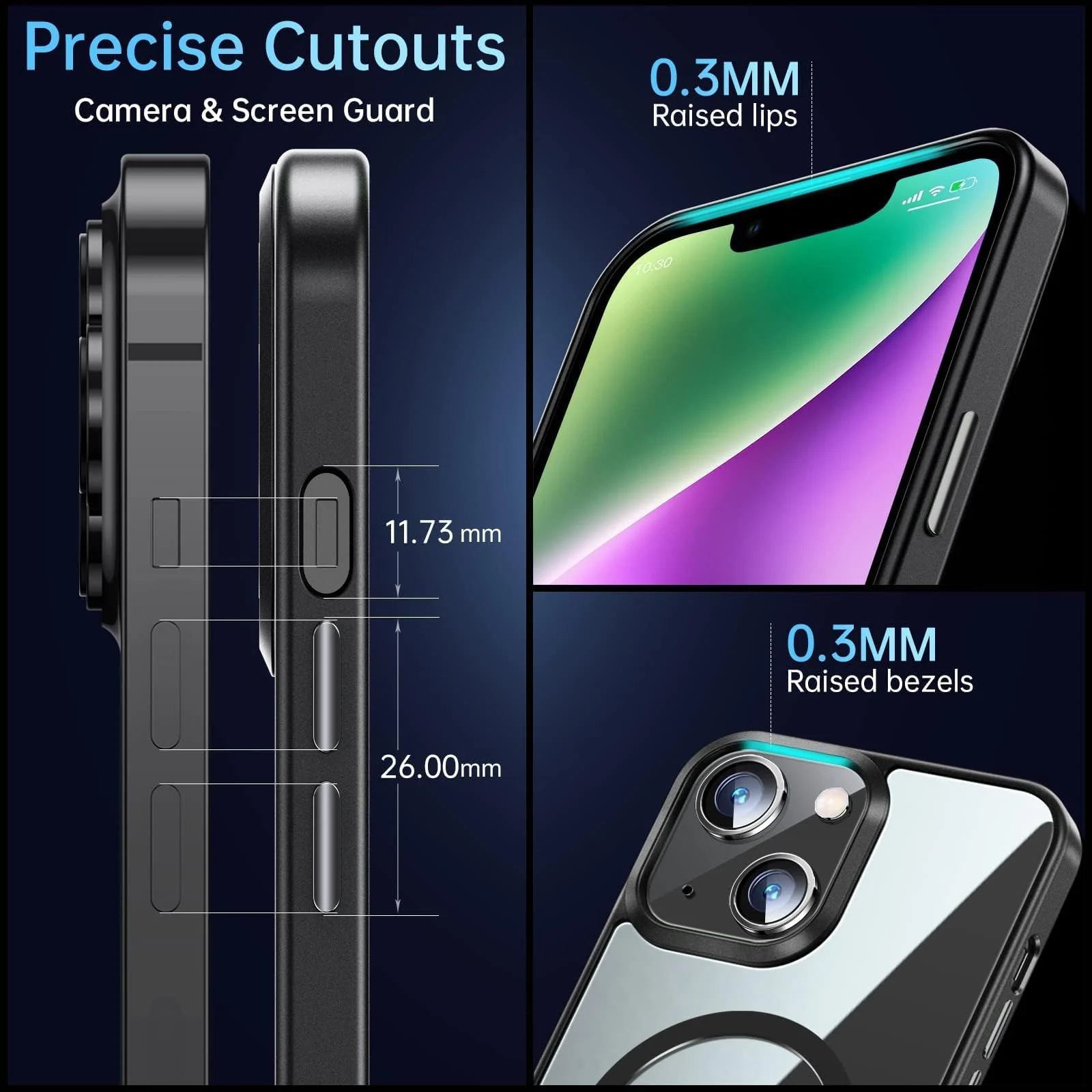 DL3 Mobilak Case Magnetic Crystal Clear for iPhone 13/iPhone 14 6.1-Inch Case MagSafe [Not Yellowing] [Military Protection] [No.1 Strong Magnets] Slim Phone Case Thin Cover - Black