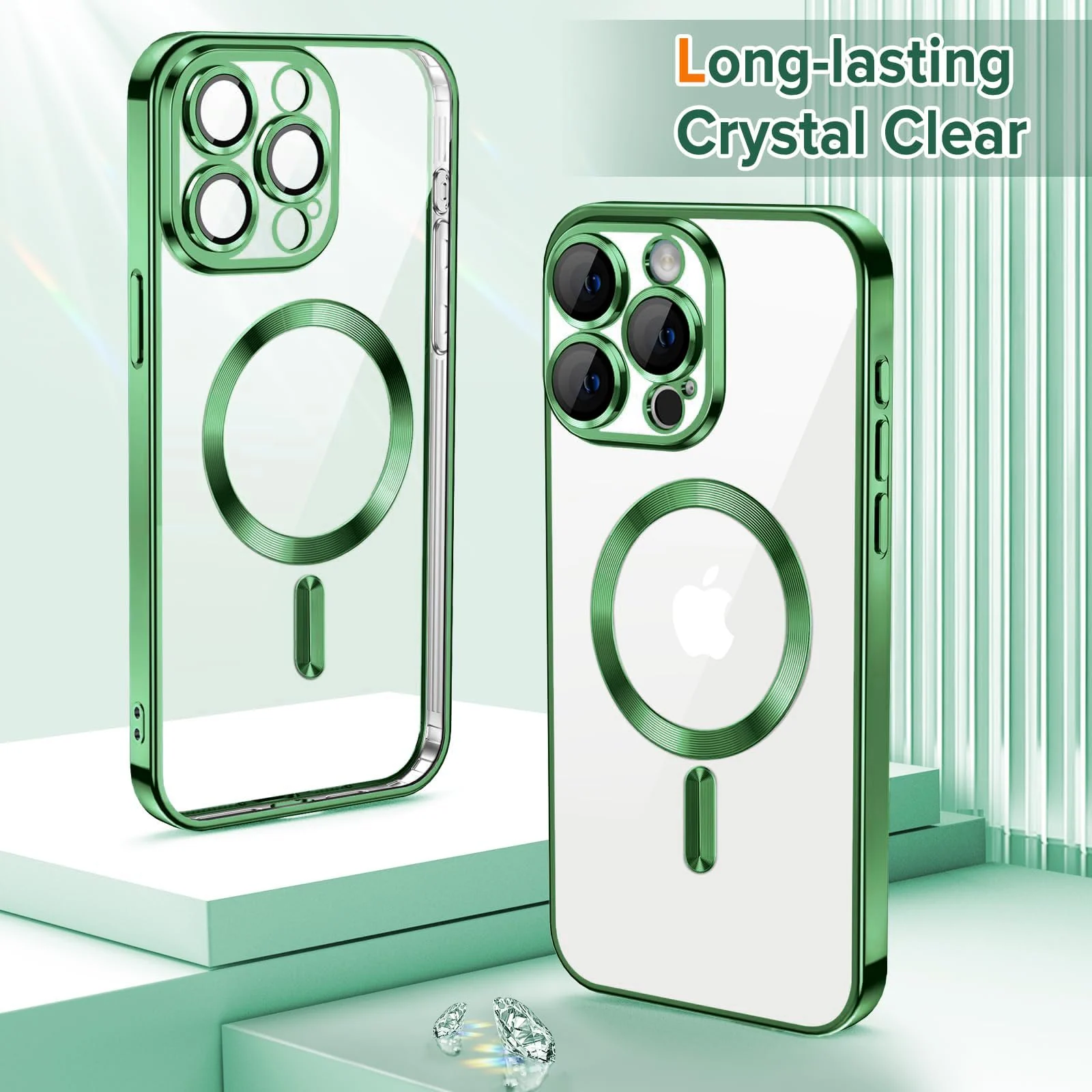 DL3 Mobilak Clear MagSafe-Compatible Magnetic Case for iPhone 12 Pro Max with Camera Protection - Light Green