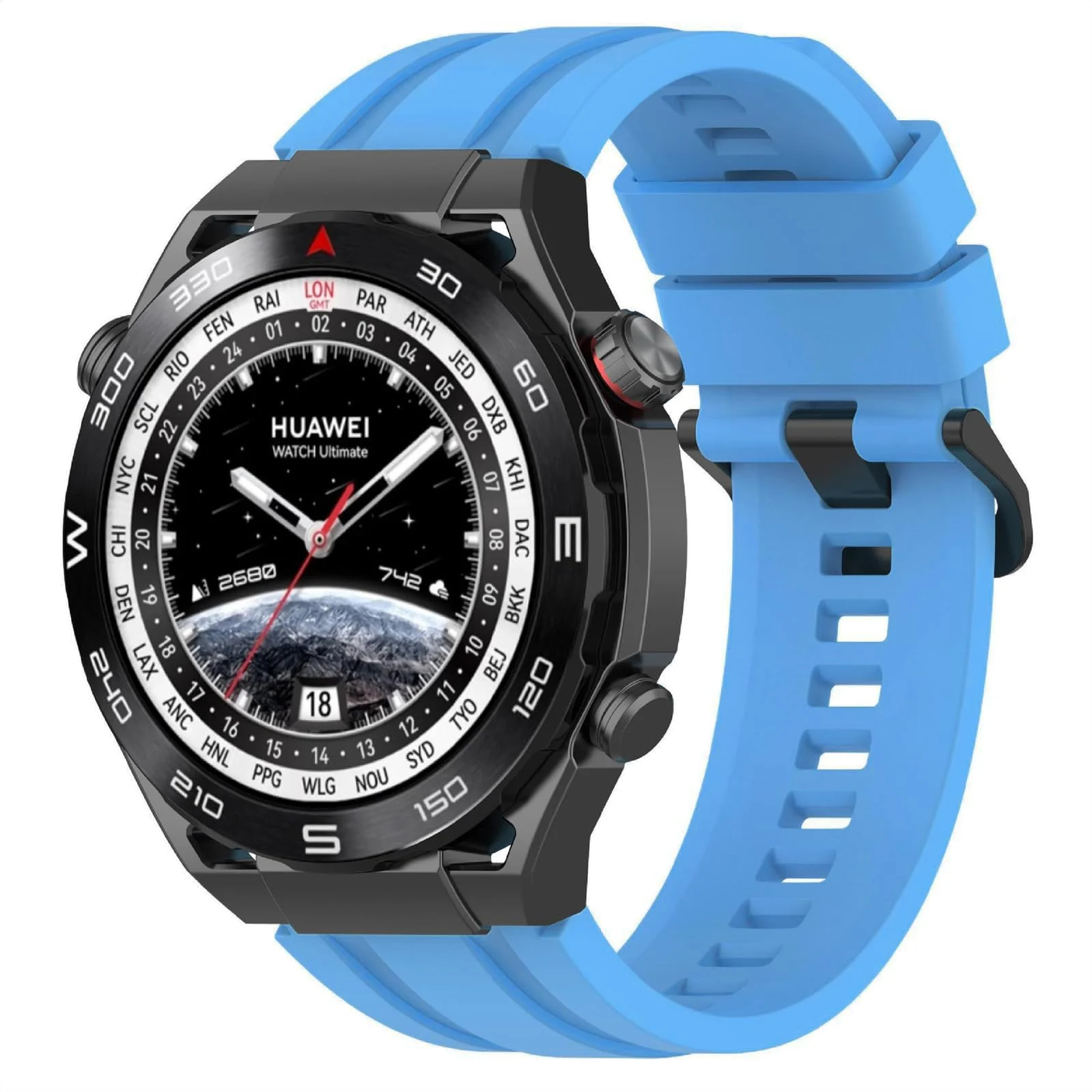 22MM Band Compatible with Huawei Watch GT7 GT6 GT5 GT4 46MM/Watch 4 3 Pro/GT7 GT6 GT5 GT4 Pro/Watch 4 3/GT3 46mm/GT2 46mm/GT 2e/GT Runner, 22MM Silicone Replacement Wristband Strap - Sky Blue