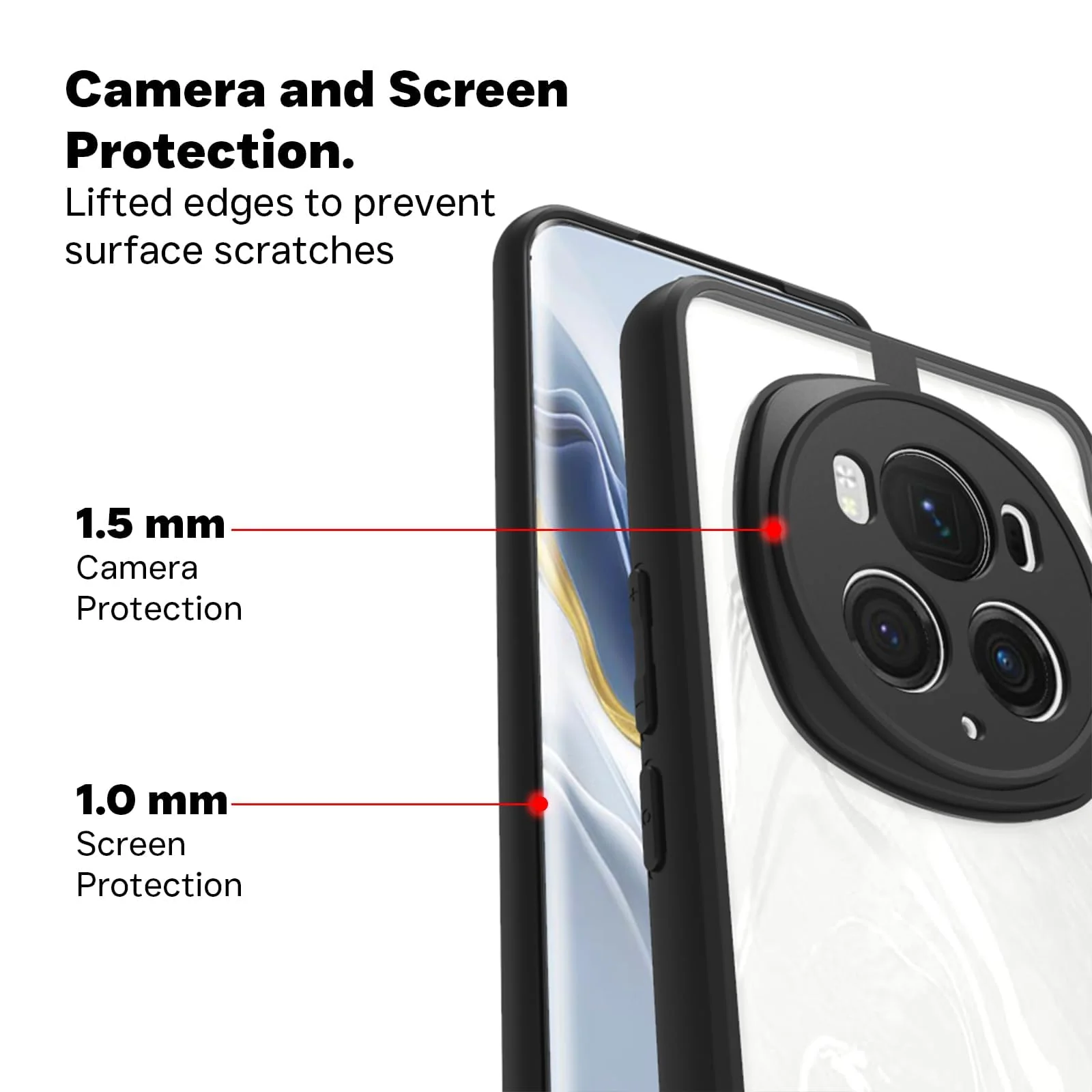DL3 Mobilak Soft Silicone Protective Case for Honor Magic 6 Pro with Camera Protection and Military-Grade Protection - Black