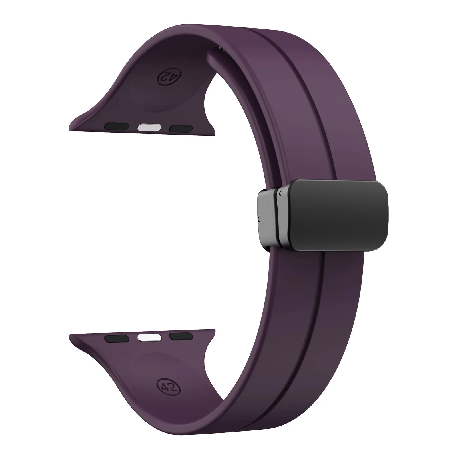 DL3 Mobilak Magnetic Bands for Apple Watch Ultra/Ultra 2 Band 49mm 45mm 44mm 42mm 41mm 40mm 38mm, Soft Sport Silicone Strap for iwatch Series 9/8/7/6/5/4 (Elderberry, 42mm/44mm/45mm/49mm), unisex-adult - Black