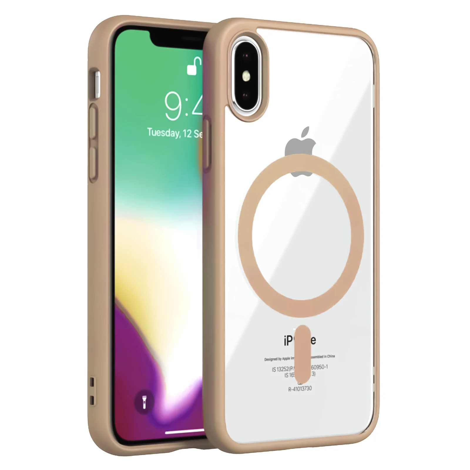 DL3 Mobilak Clear TPU Case for iPhone X / iPhone XS, Compatible with MagSafe accessories, Camera protection, Scratch-resistant surface - Desert