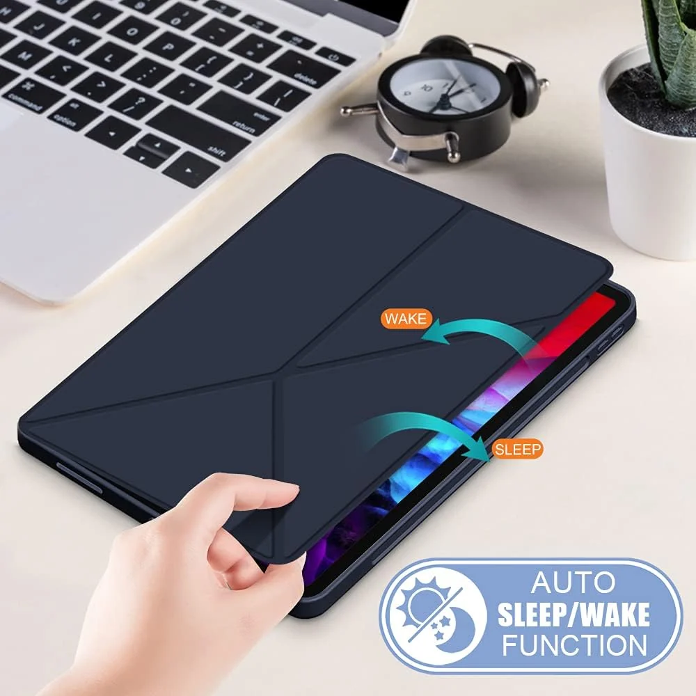 DL3 Mobilak Compatible with iPad Pro 11 Inch Case 2022(4th Gen)/2021(3rd Gen)/2020(2nd Gen) Case, Smart Stand, Pencil Holder, Shockproof Slim Lightweight Leather Cover, Modern Abstract Design - Blue