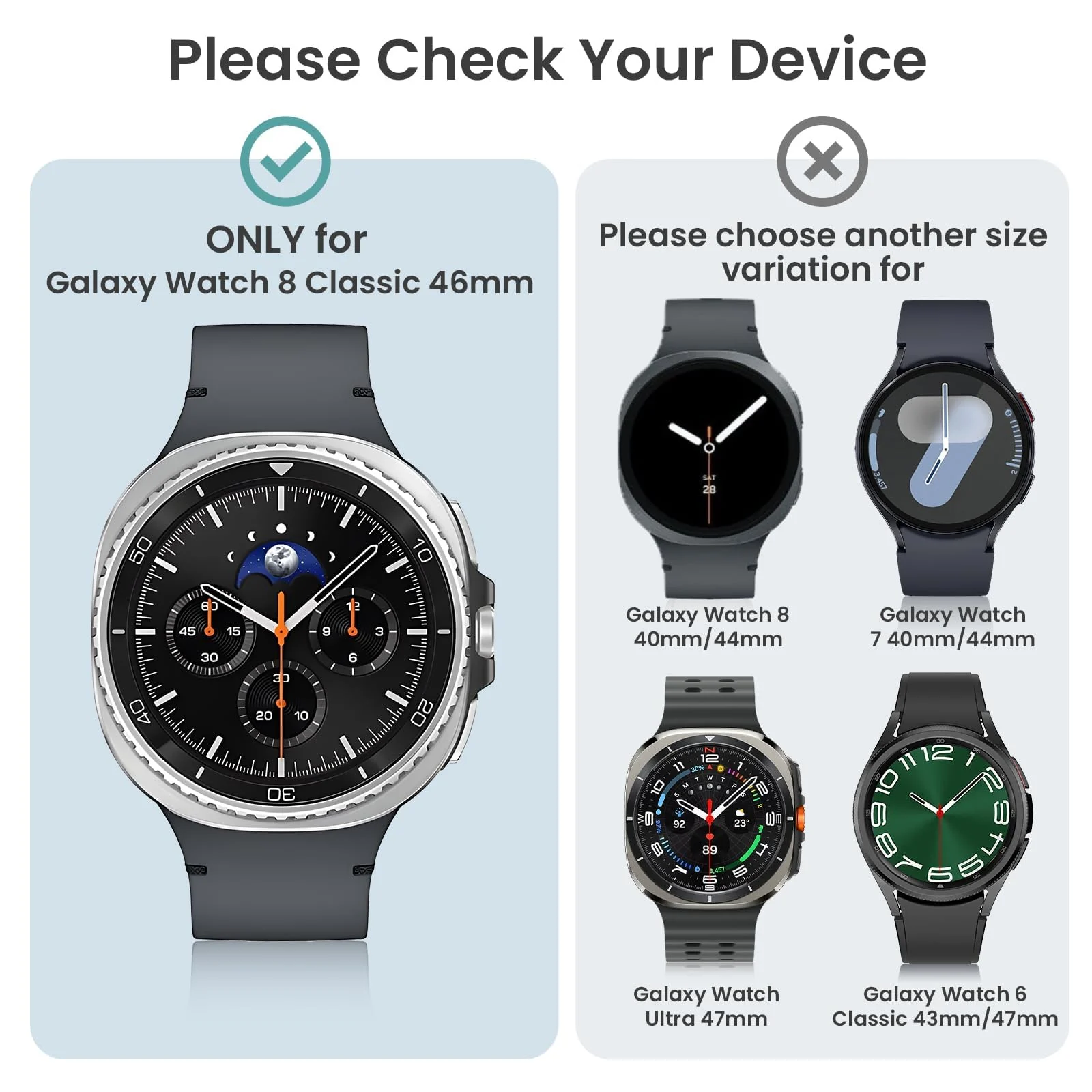 DL3 MOBILAK Full-Coverage Watch Case with Tempered Glass for Samsung Galaxy Watch 8 Classic 46 mm, Black