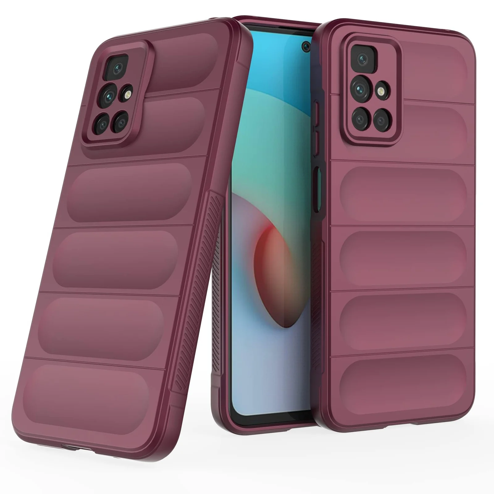 DL3 Mobilak Flexible Silicone and TPU Protective Case with Camera Protection for Xiaomi Redmi 10 4G / Redmi 10 2022 - Wine Red