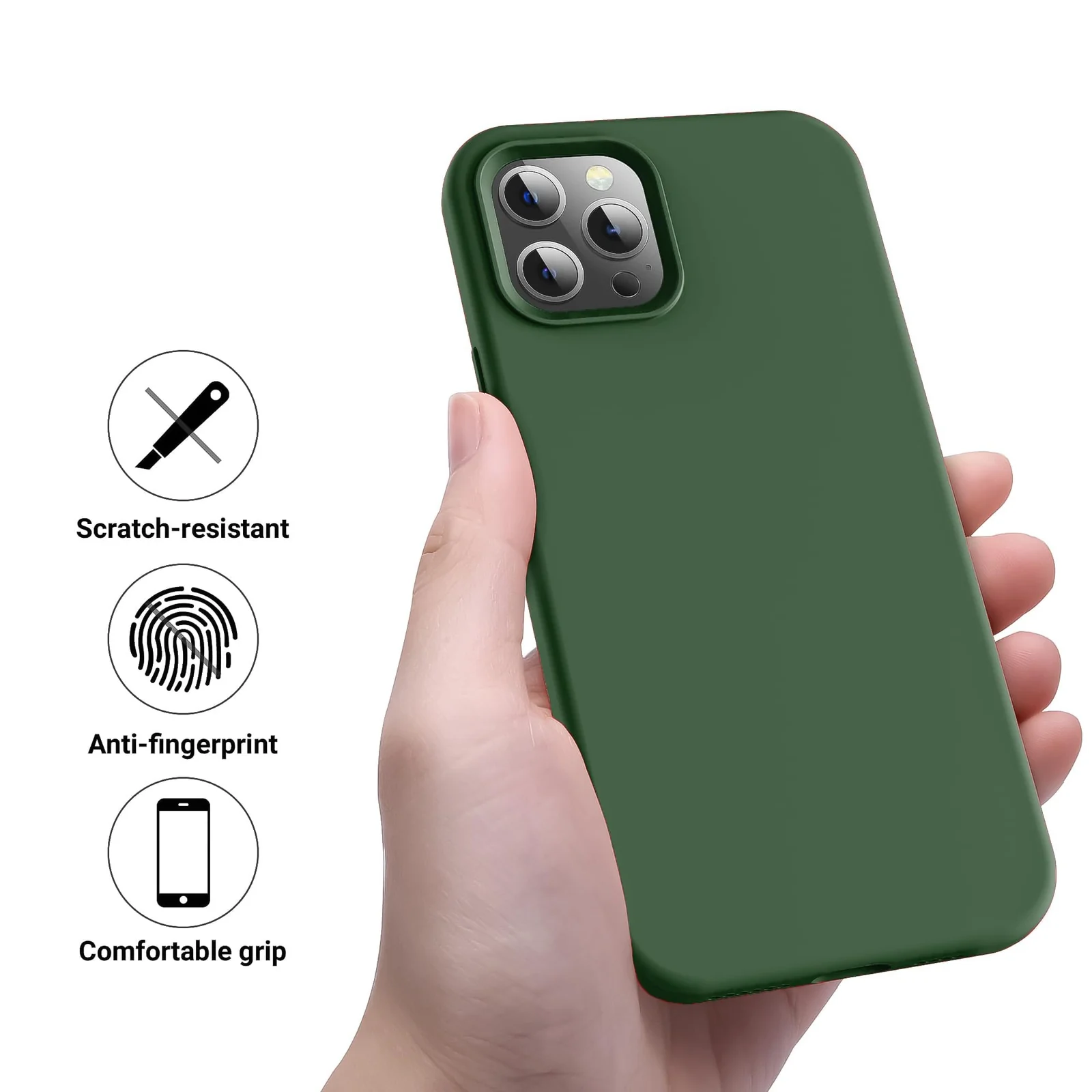 DL3 Mobilak Compatible with iPhone 14 Pro Max (6.7 Inch) Case, Liquid Silicone Case, Full Body Protective Cover, Shockproof, Slim Phone Case, Anti-Scratch Soft Microfiber Lining - Green