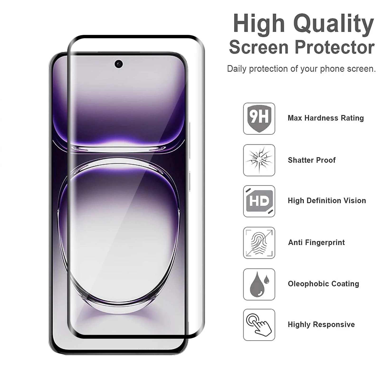 DL3 Mobilak Screen Protector for OPPO Reno 12 5G, Tempered Glass Screen Saver Premium HD Protective, Scratch Resistant, NO-Bubble, 9H Hardness, Full Coverage Film - Clear