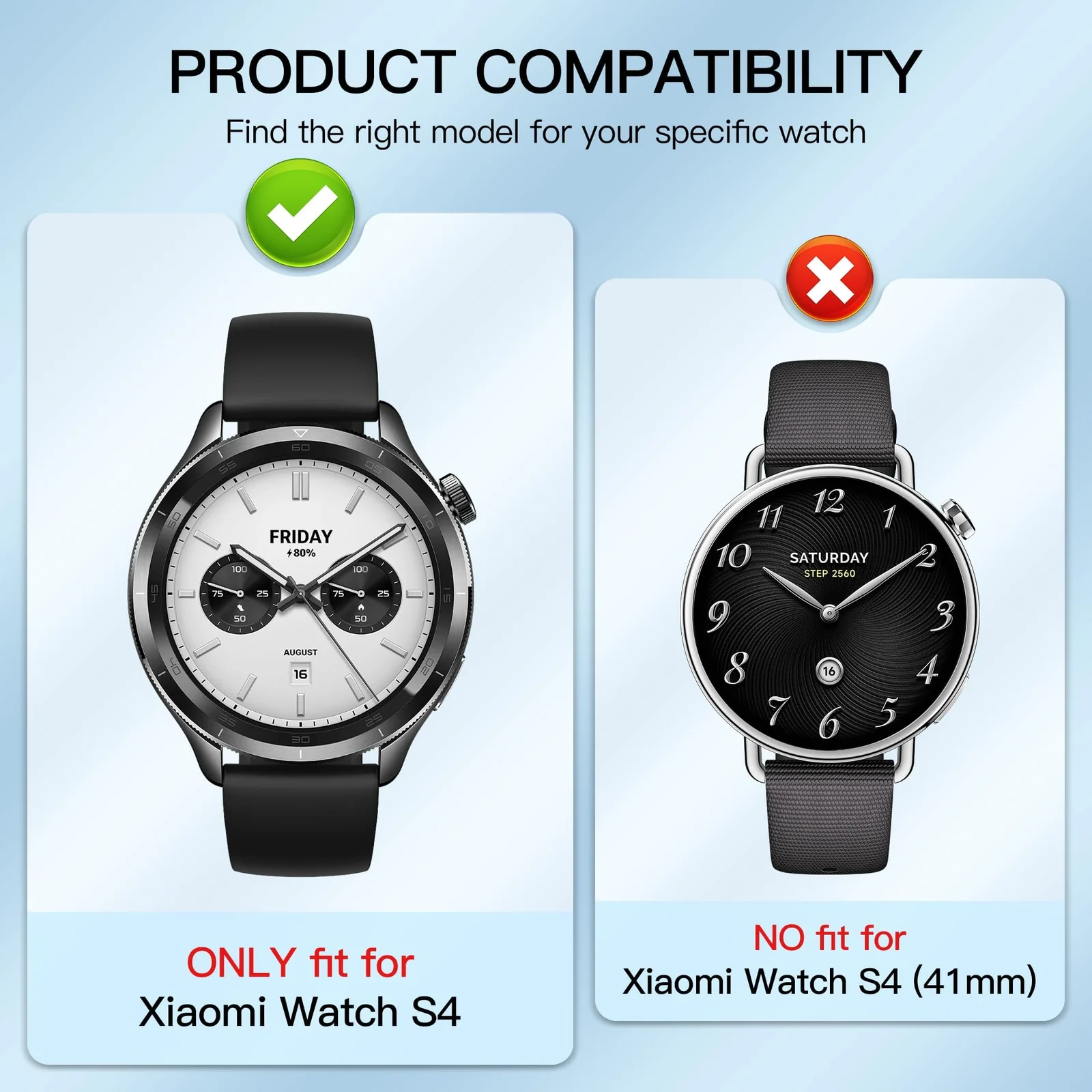 DL3 Mobilak Protective Case for Xiaomi Watch S4 Tempered Glass, Ultra Thin HD Glass Film Scratch Resistant PC Protection Cover, (Not for Xiaomi Watch S4 41mm/Sport) - Black
