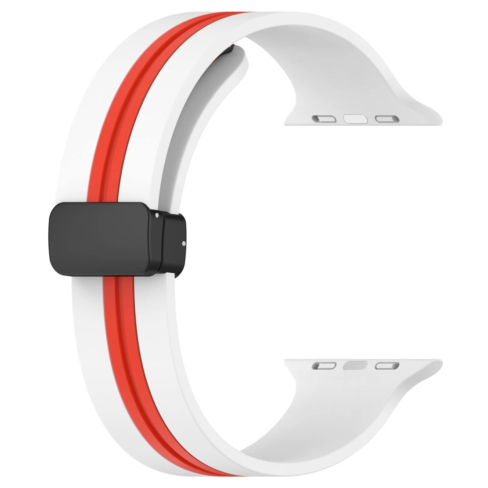 DL3 Mobilak Magnetic Bands for Apple Watch Ultra/Ultra 2 Band 49mm 45mm 44mm 42mm 41mm 40mm 38mm, Soft Sport Silicone Strap for iwatch Series 9/8/7/6/5/4/3/2/1/SE (42mm/44mm/45mm/49mm) - White Red