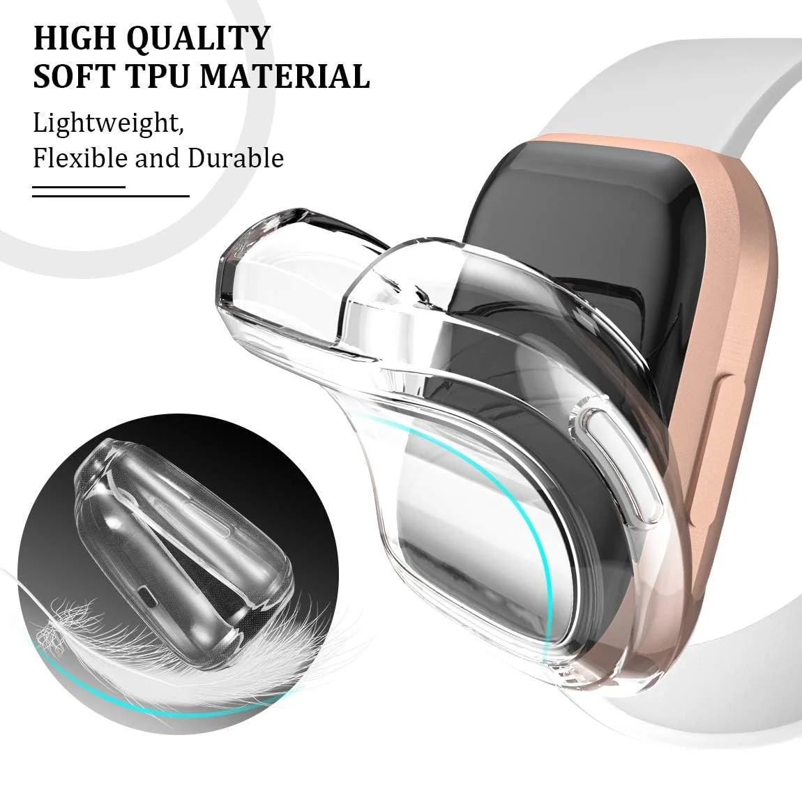DL3 Mobilak Case Compatible with Fitbit Versa 2 Case All-Around with Built-in Screen Protector Watch Soft TPU Shockproof Cover Slim Guard Thin Bumper Shell Protector For Versa 2 - Clear