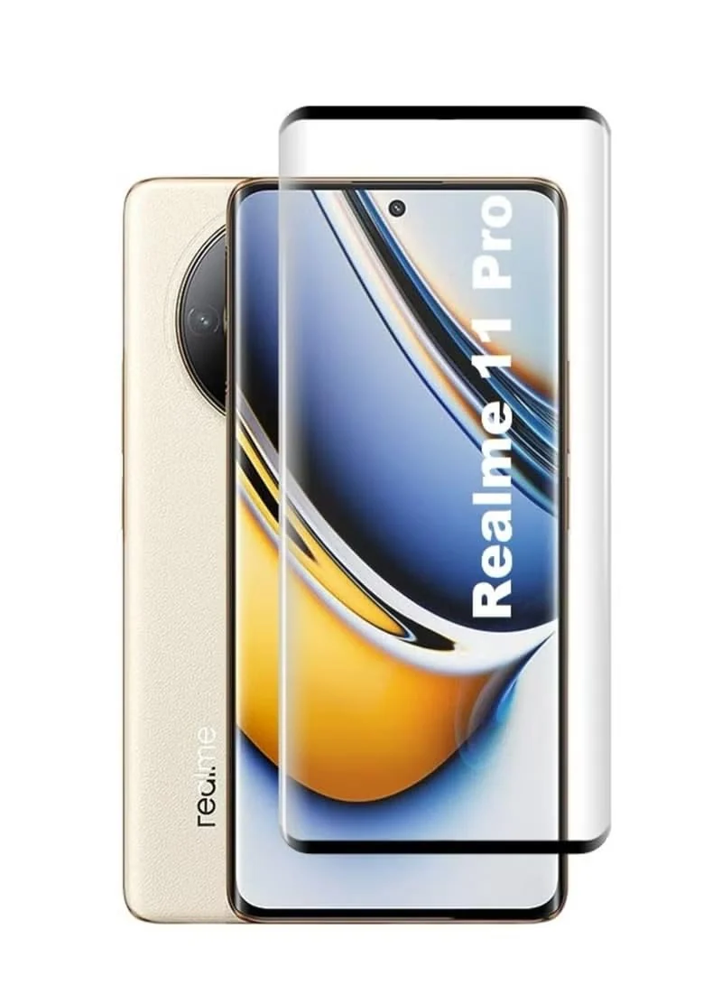 DL3 Mobilak 5D Full Glass Screen Protector For realme 11 Pro/realme 11 Pro Plus Frame Protector - Black