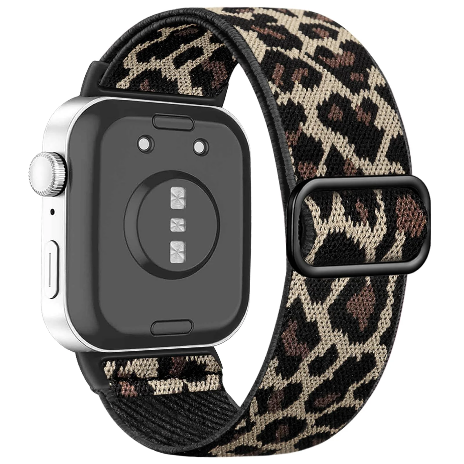 DL3 MOBILAK Elastic Nylon Watch Strap for Huawei Watch Fit 4 Pro / Fit 3, Leopard Print
