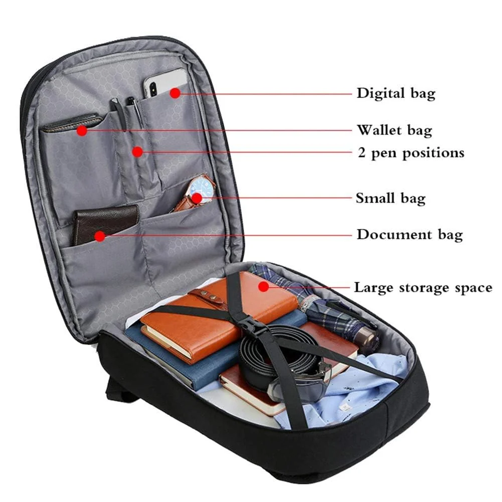 Mobigon Business Laptop Backpack, 15 Inch Travel Laptop Bag Rucksack with USB Charging Port, Water-Resistant Bag Daypack for Work College Computer Men Women Backpack For MacBooks - Black