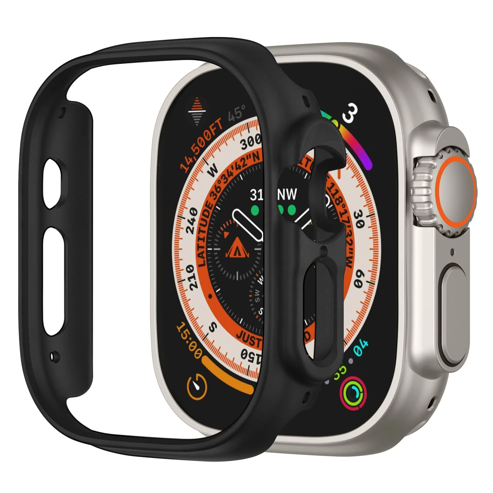 DL3 Mobilak Compatible For Apple Watch Ultra Case 49mm, Shockproof Ultra-Thin Hard PC Bumper Case All-Around Edge Protective Cover Frame[NO Screen Protector] for iWatch Accessories - Black