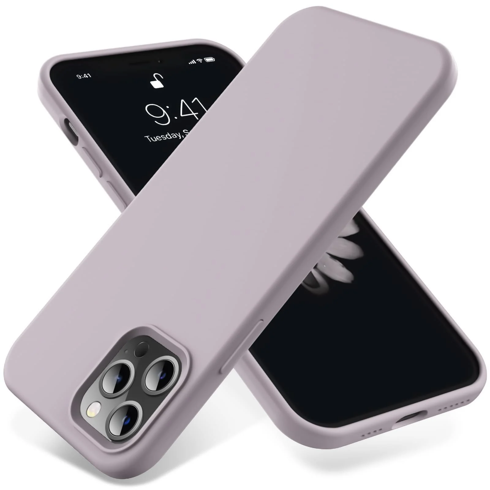 DL3 Mobilak Liquid Silicone Case for iPhone 13 Pro Max (6.7 Inch), Shock-absorbing protection, Scratch-resistant surface, Soft microfiber lining - Lavender Pink