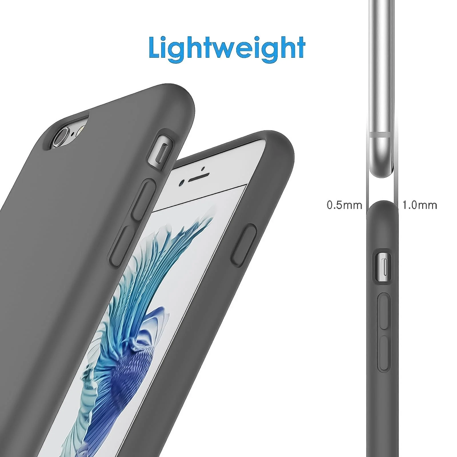 DL3 Mobilak Liquid Silicone Protective Case for iPhone 6 Plus / 6S Plus with Camera Protection and Microfiber Lining - A Dark Gray