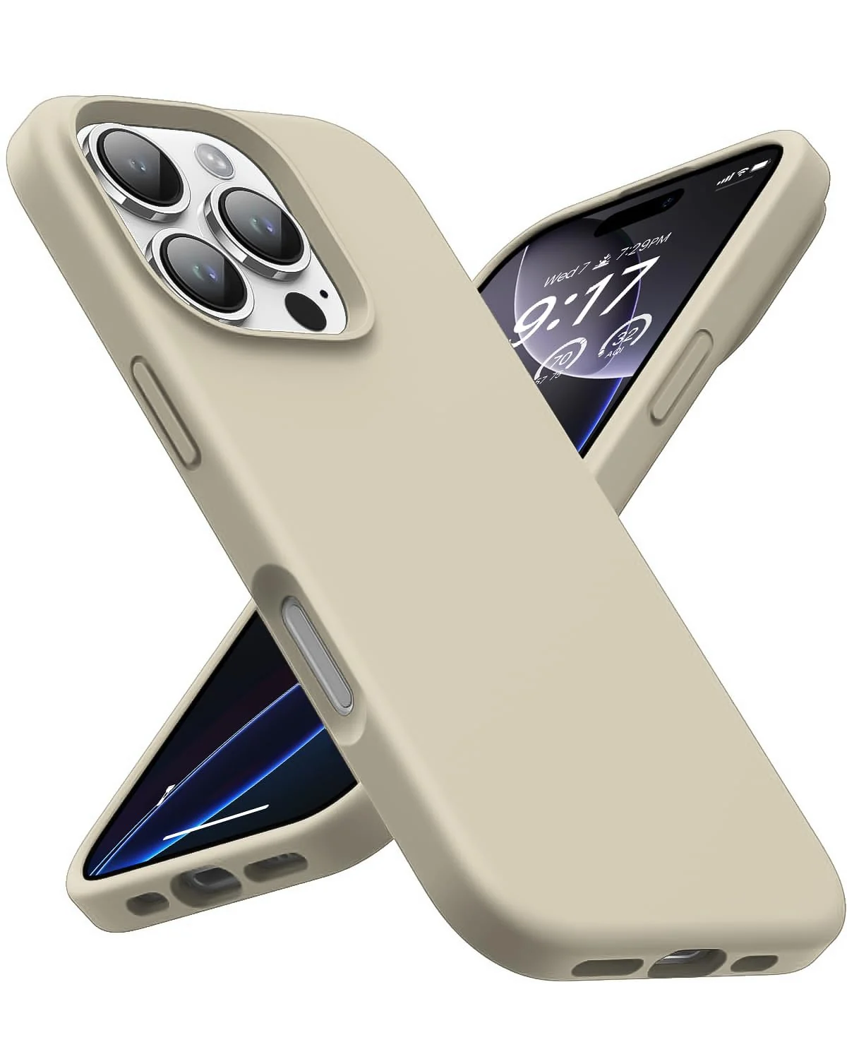 DL3 Mobilak Liquid Silicone Protective Case for iPhone 16 Pro Max with Microfiber Lining and Shockproof Design - A Cream
