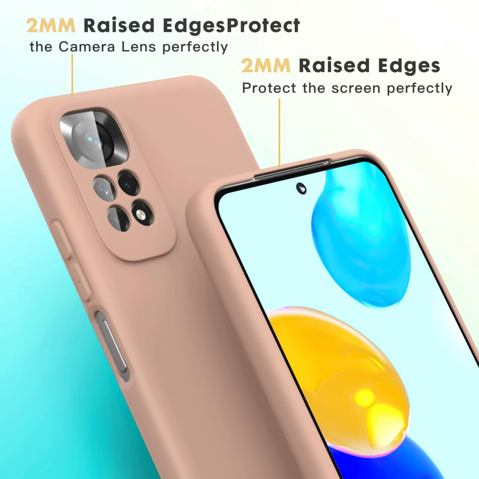 DL3 Mobilak Liquid Silicone Protective Case with Soft Microfiber Lining with Full Camera Protection for Xiaomi Redmi Note 12 Pro 4G / Redmi Note 11 Pro 4G&5G - Light Orange