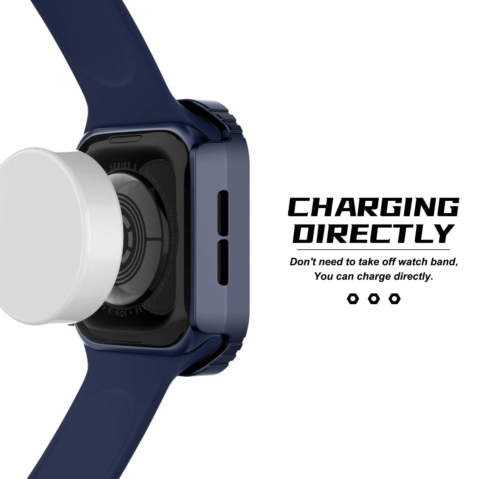 DL3 Mobilak Rugged Apple Watch Case 44mm Series 6/5/4/SE2/SE with Built-in Glass Screen Protector, Durable Military Grade Drop-Proof Protective Cove Full Coverage Shock-Proof Bumper - Blue