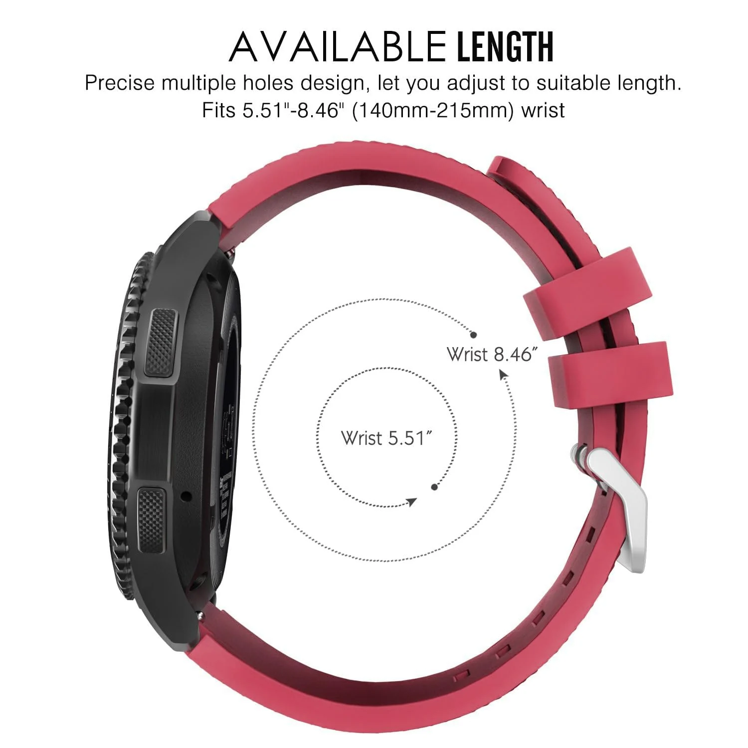 DL3 Mobilak Sport Silicone Band 20MM Strap For Samsung Gear Sport/Watch 6/5/4/5 Pro 45mm/S2 classic/active 2 40mm 44mm/Amazfit GTS/2/2e/GTS3/3 Pro/2 Mini/3 Mini/Bip 3/Bip 3 Pro - Rose Red