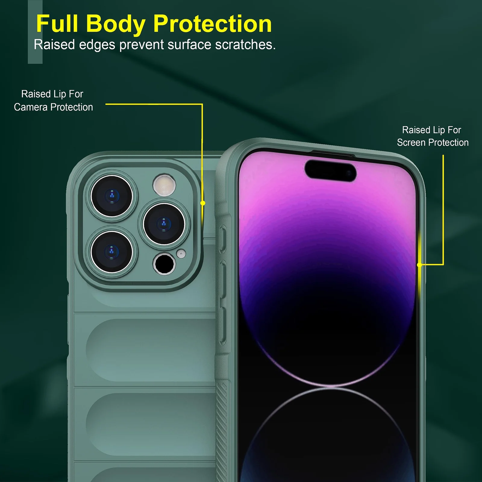 DL3 Mobilak Silicone Case for iPhone 14 Pro Max 6.7-Inch Heavy Duty Protective [Slim Fit] Shockproof Soft Flexible Protective Design Shock-Absorption TPU Cover With Camera Protection - Green