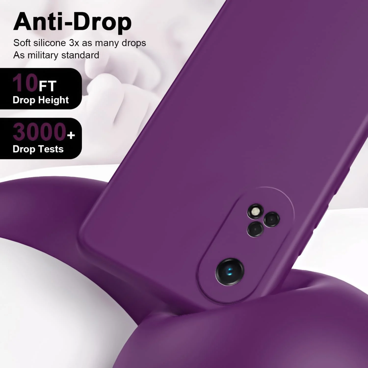 DL3 Mobilak Soft Silicone Protective Case for OPPO Reno 8T 4G with Microfiber Lining and Shockproof Design - Violet