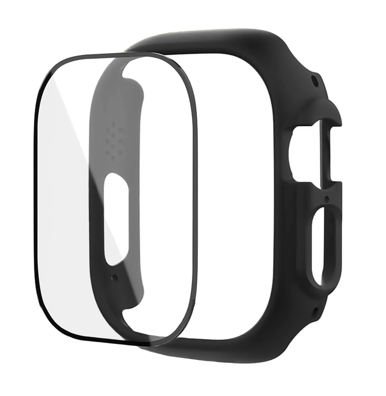 DL3 Mobilak Band with Case For Apple Watch Ultra/Ultra 2 49mm, Adjustable Silicone Sport Wristband Replacement, Strap With Cover Built-in Glass Screen Protector for iWatch Ultra 49 mm - Black & Grey