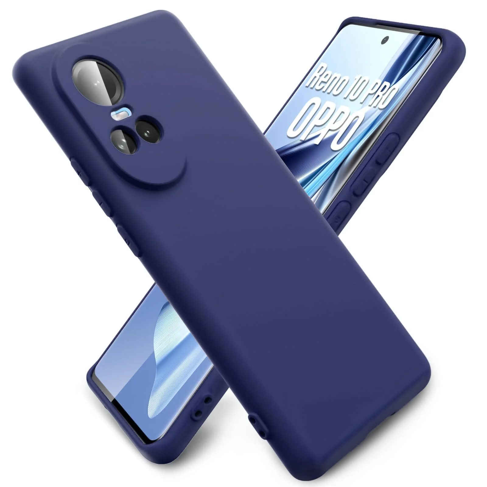 DL3 Mobilak Liquid Silicone Protective Case with Soft Microfiber Lining with Full Camera Protection for OPPO Reno 10 5G / OPPO Reno 10 Pro 5G - Blue 2