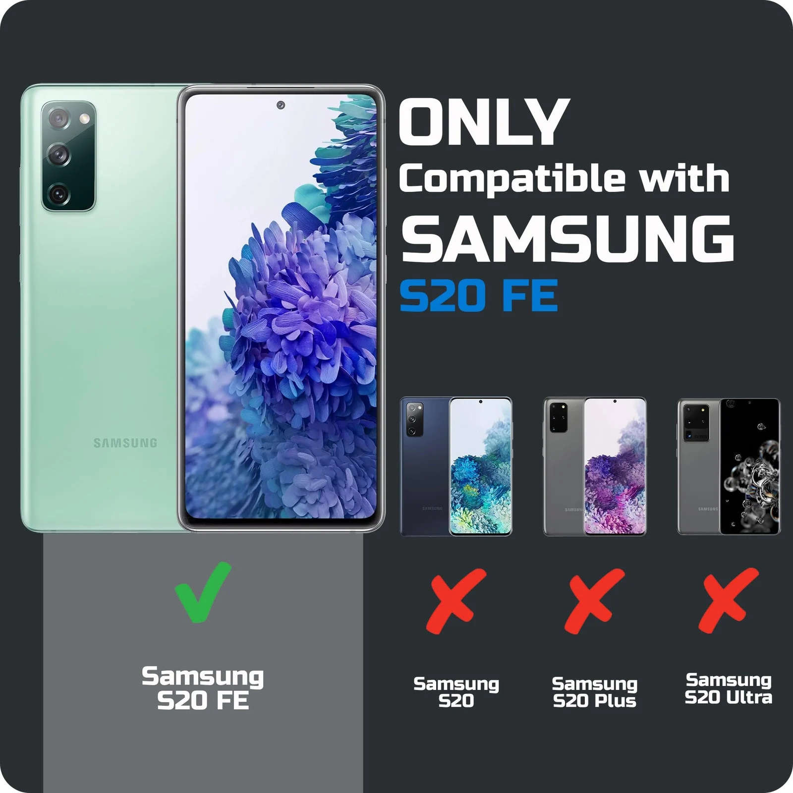 DL3 Mobilak Clear PC and TPU Protective Case for Samsung Galaxy S20 FE 5G with Military-Grade Protection and Anti-Yellowing Design - Black