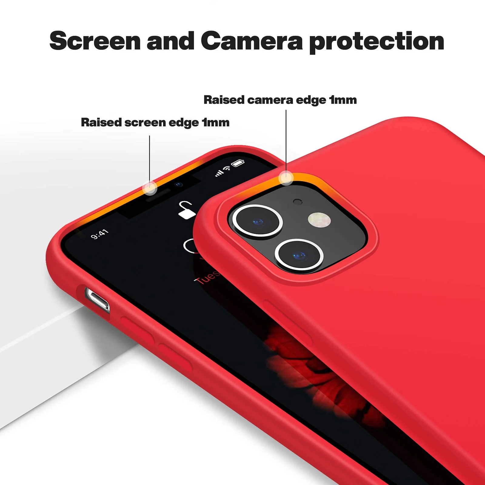 DL3 Mobilak Compatible with iPhone 11 (6.1 Inch) Case, Liquid Silicone Case, Full Body Protective Cover, Shockproof, Slim Phone Case, Anti-Scratch Soft Microfiber Lining - Red