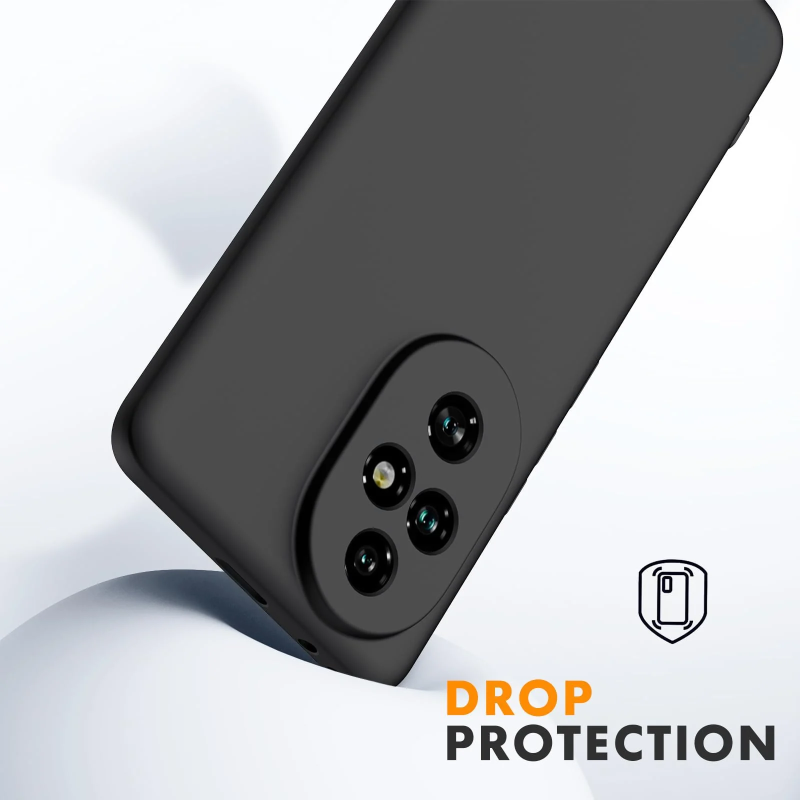 DL3 Mobilak Liquid Silicone Protective Case for Honor 200 5G with Camera Protection and Microfiber Lining - Black