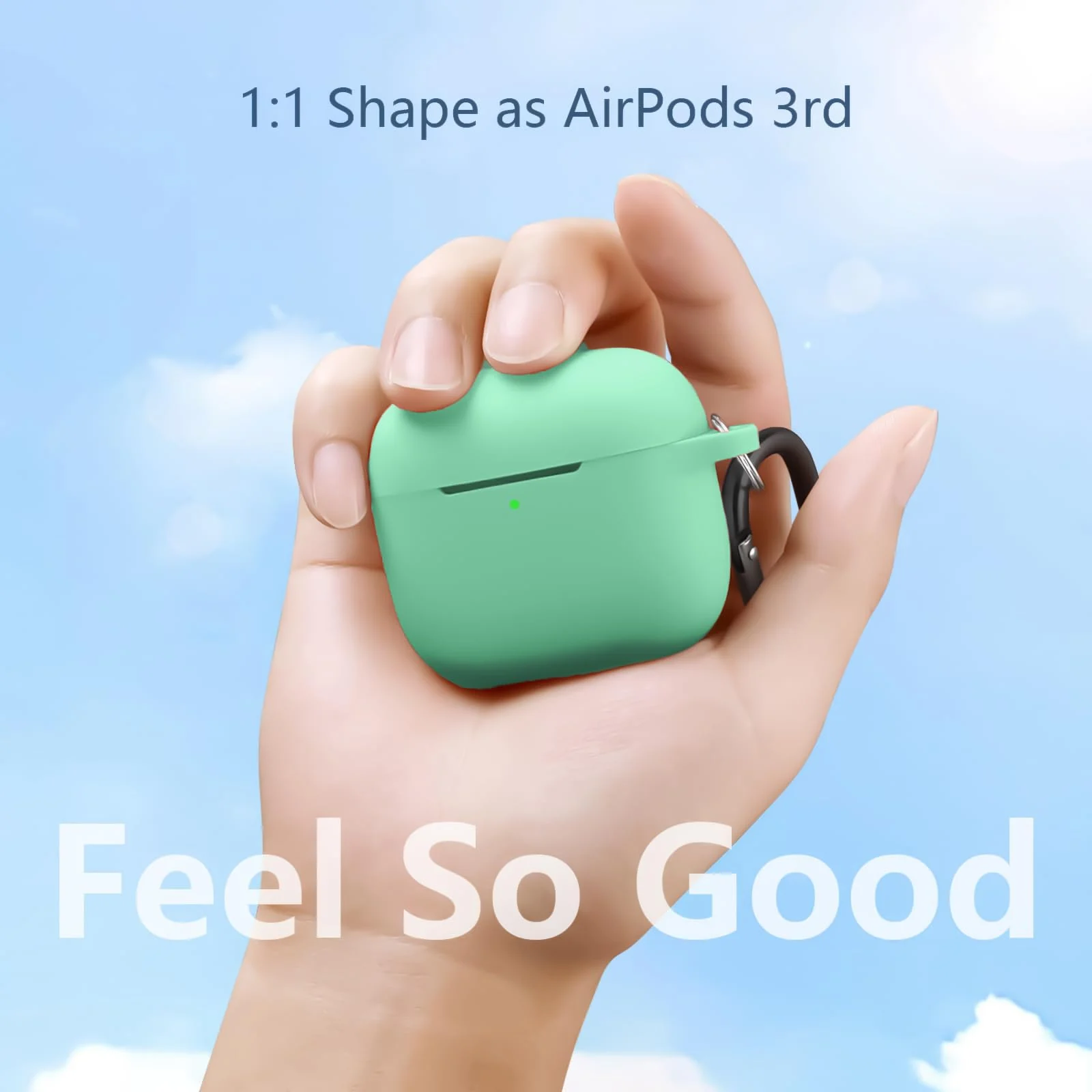 DL3 Mobilak Case Compatible with AirPods 3, Silicone Protective Accessories Skin with Keychain Compatible with AirPods 3rd Generation 2021 for Women Girl, Front LED Visible - Turquoise