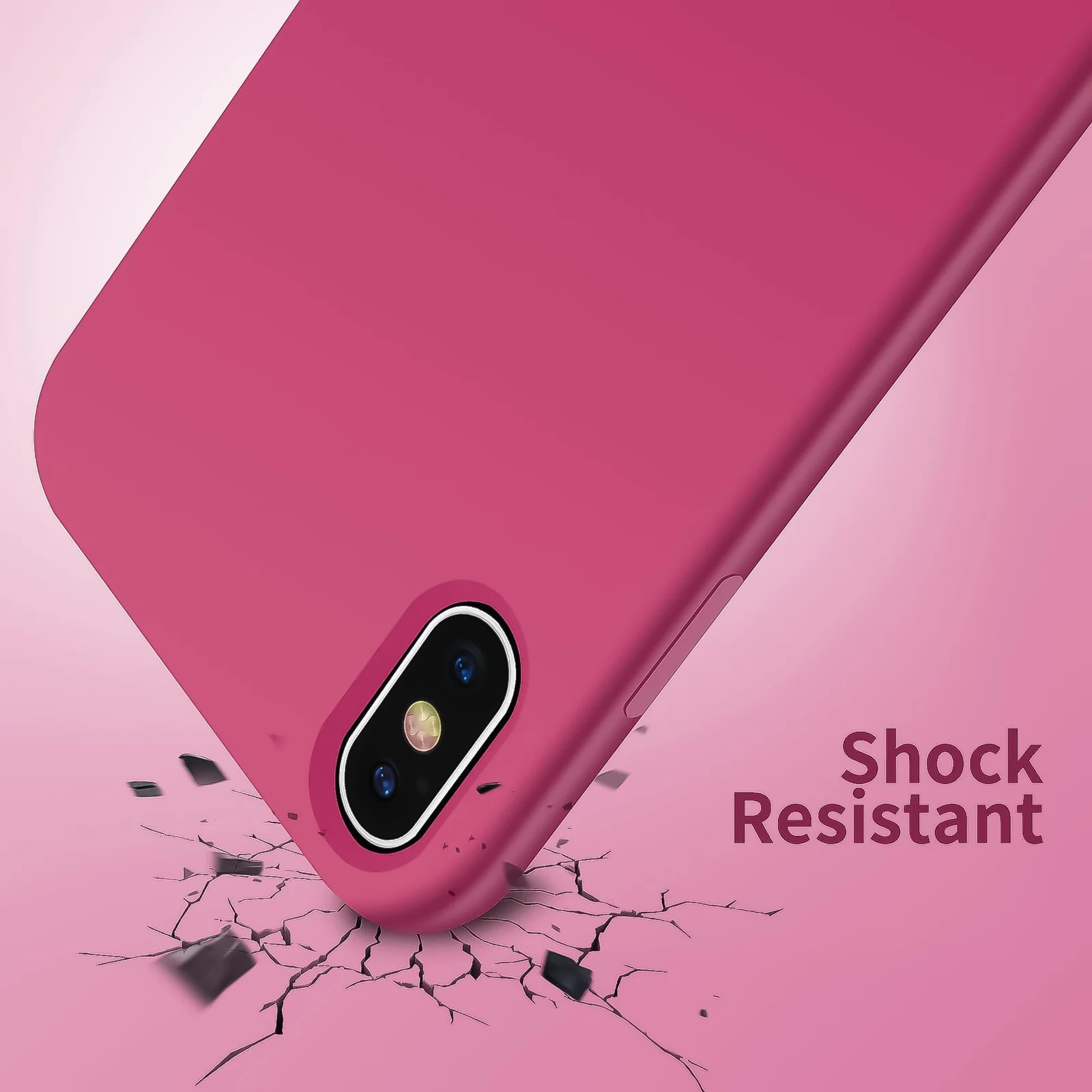 DL3 Mobilak Liquid Silicone Case for iPhone XS Max, Shock-absorbing protection, Scratch-resistant surface, Soft microfiber lining - Rose Red