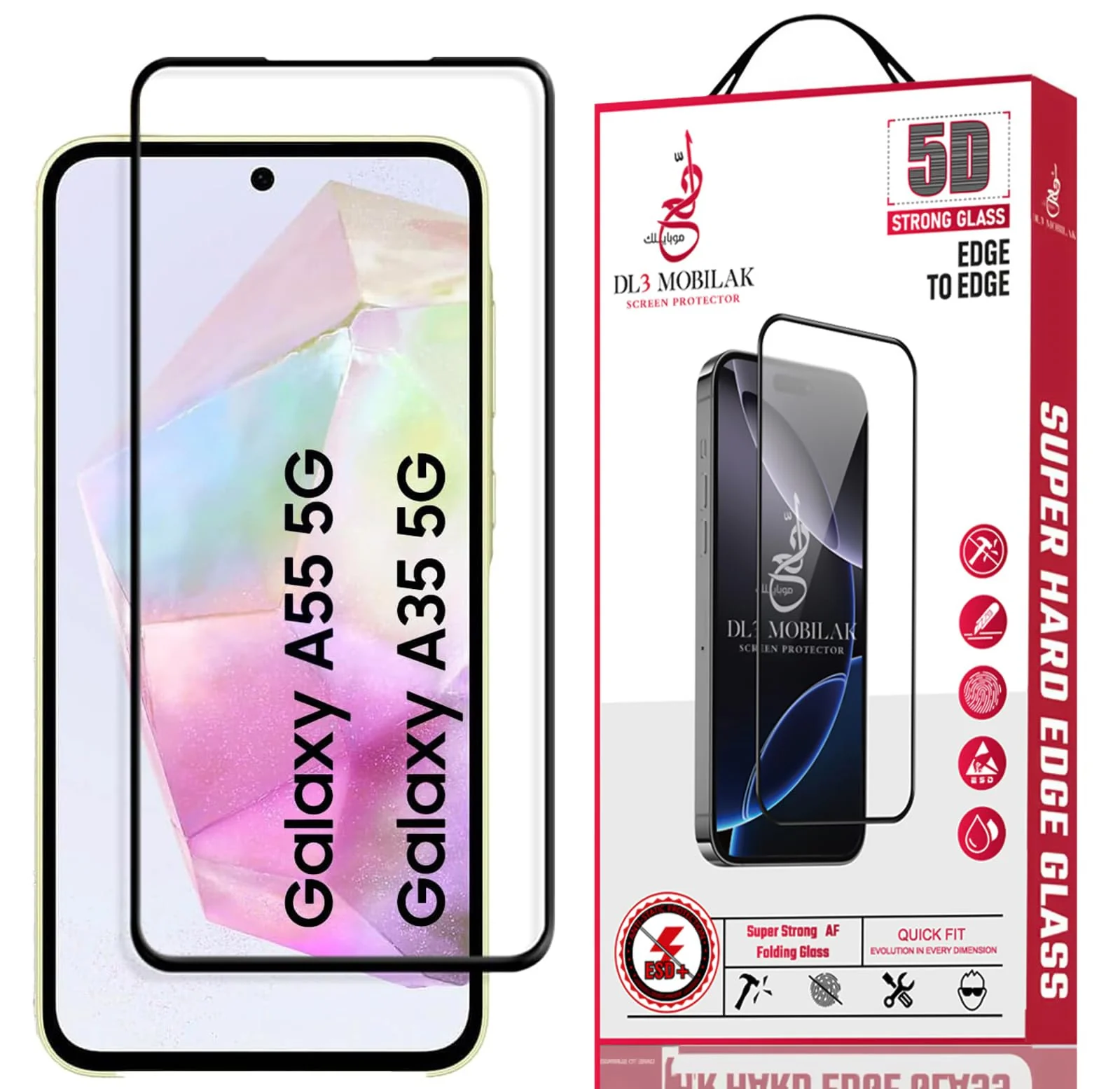 DL3 Mobilak 5D Full Glass Screen Protector For Samsung Galaxy A35 5G / Samsung Galaxy A55 5G Black Frame - Clear