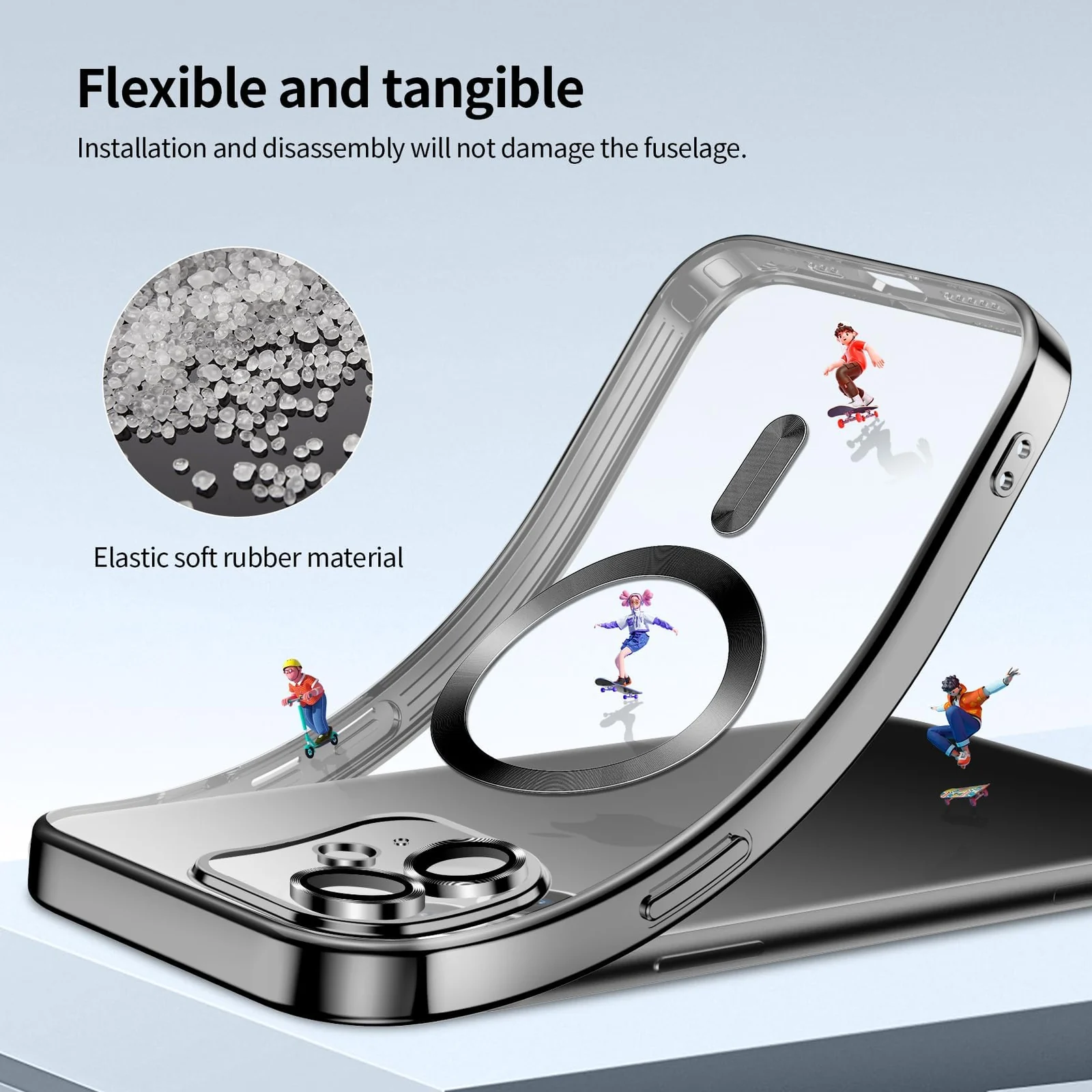 DL3 Mobilak Clear MagSafe-Compatible Magnetic Case for iPhone 11 with Camera Protection - Black