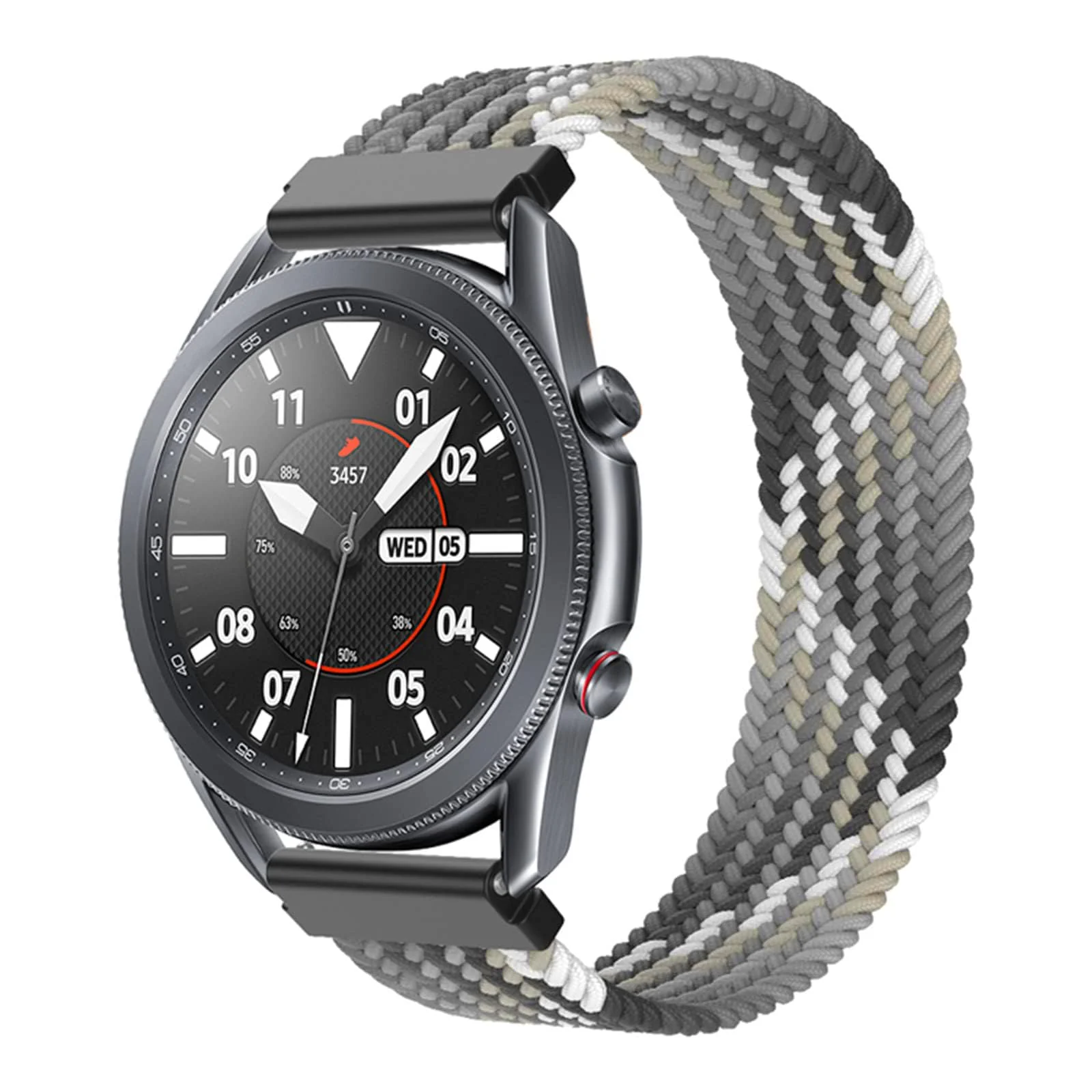DL3 Mobilak Band 20MM Nylon Braided Solo Loop Strap For Samsung Gear Sport/Watch 6/5/4 40mm 44mm/Watch 6 Classic 43mm 47mm/ 5 Pro 45mm/active 2 40mm 44mm (Medium) - Black Green White