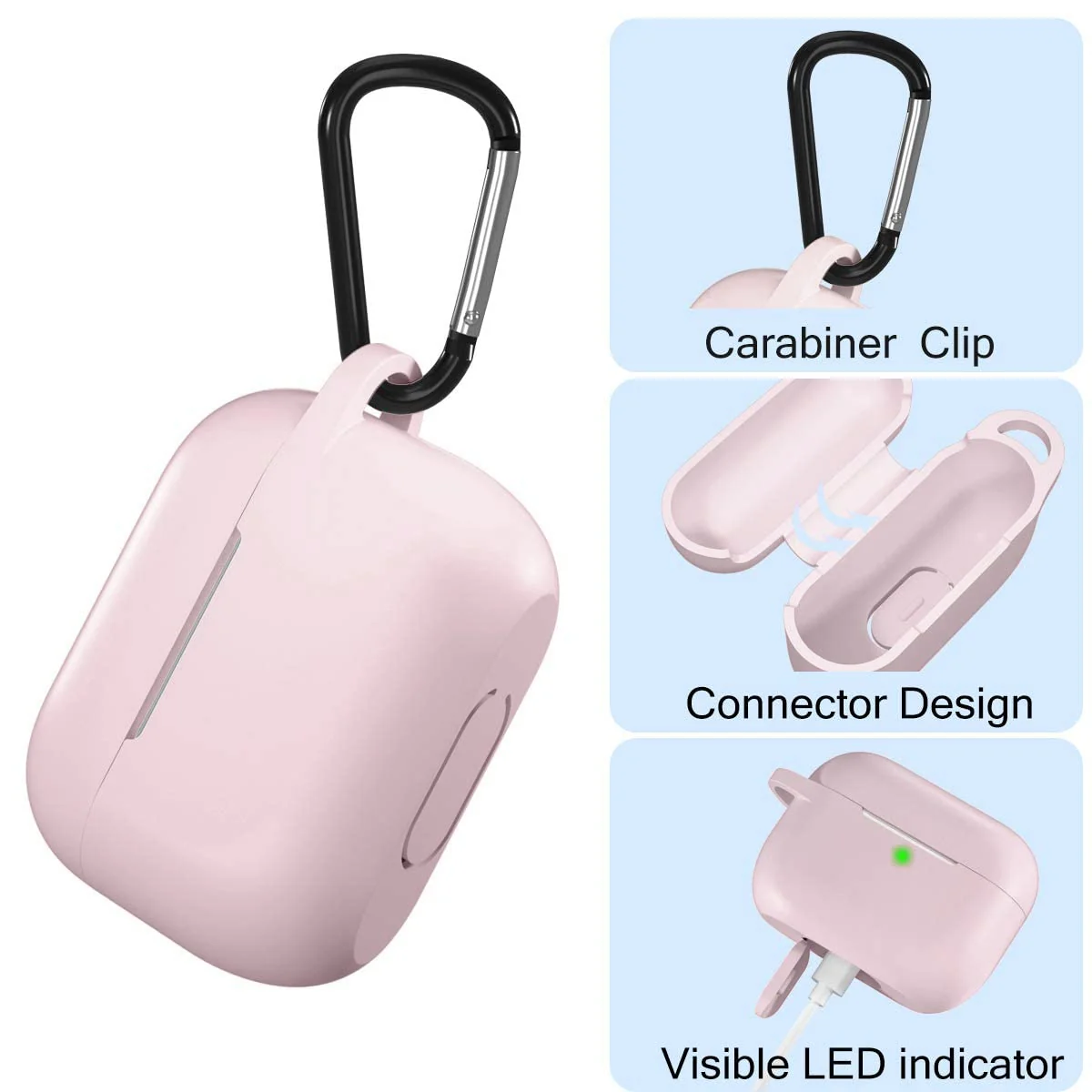 DL3 MOBILAK Compatible with AirPods Pro 2nd Generation Case Cover, Protective Silicone Skin with Keychain for Women Men for Apple AirPods Pro Gen 2 (2022), Front LED Visible - Pink Sand