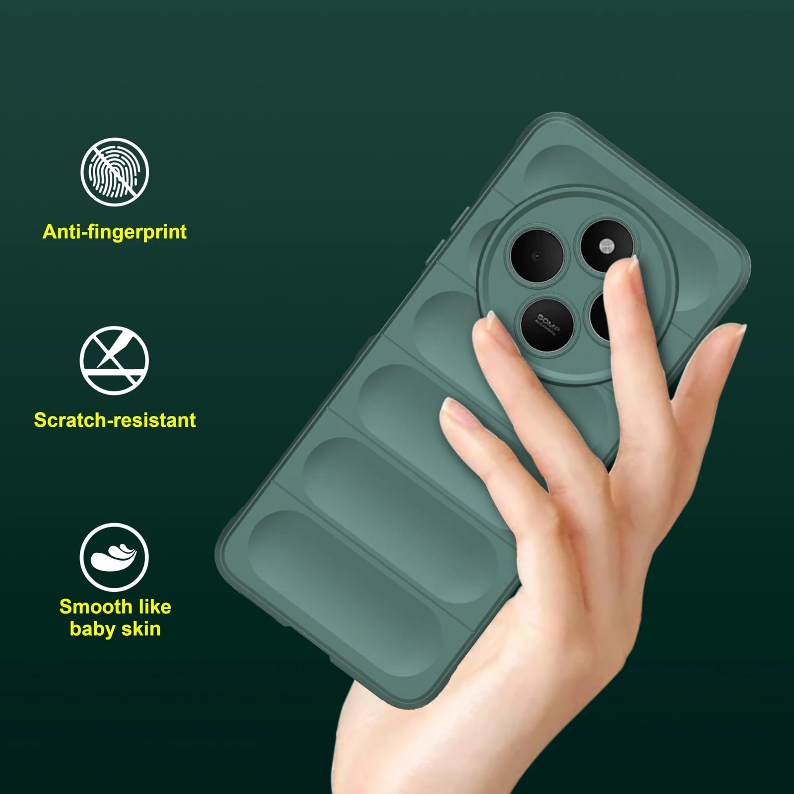 DL3 Mobilak Silicone Case for Xiaomi Redmi 14C 4G/Poco C75 Heavy Duty Protective [Slim Fit] Soft Flexible Protective Design Shock-Absorption TPU Cover With Camera Protection - Green