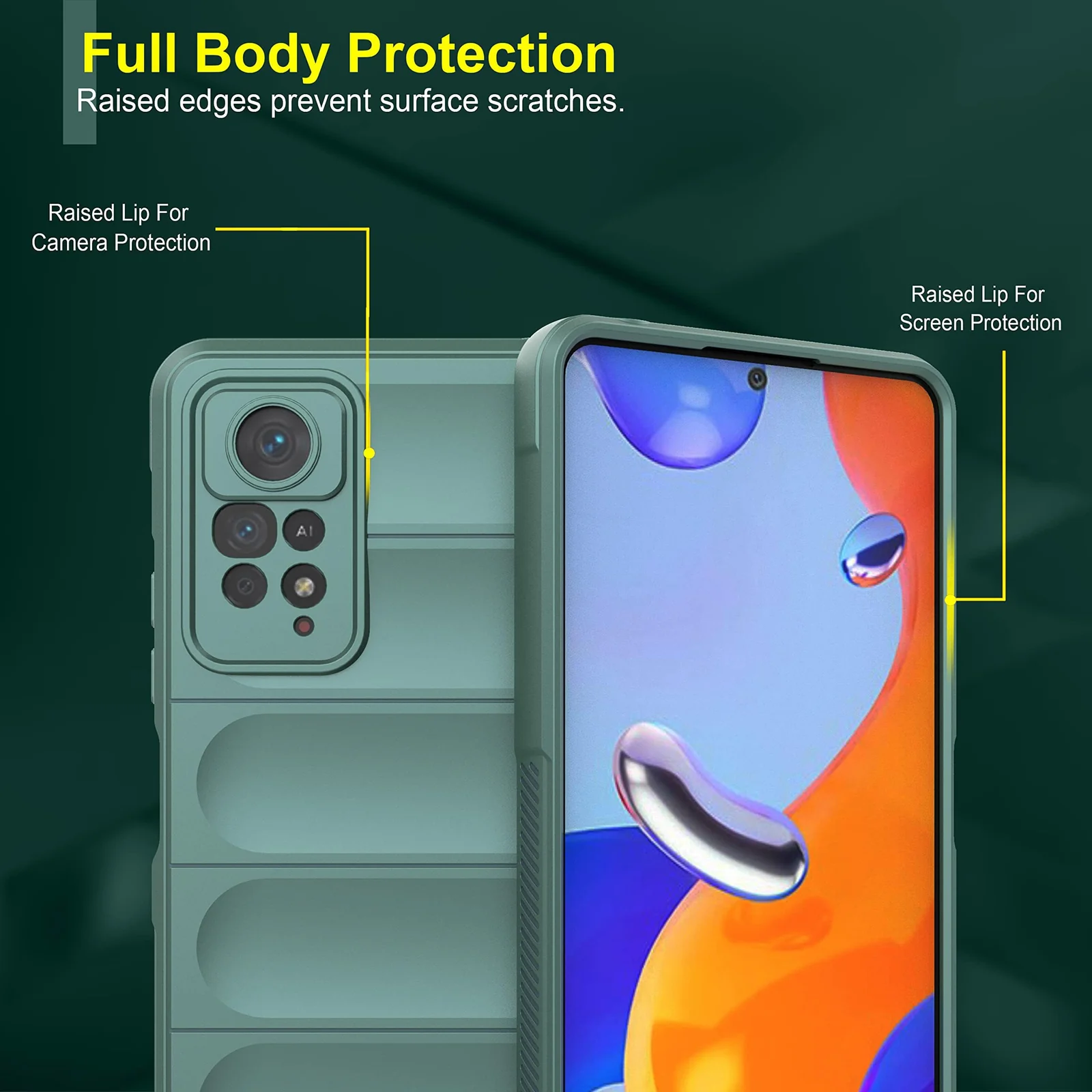 DL3 Mobilak Flexible Silicone and TPU Protective Case with Camera Protection for Xiaomi Redmi Note 12 Pro 4G / Redmi Note 11 Pro 4G&5G - Green