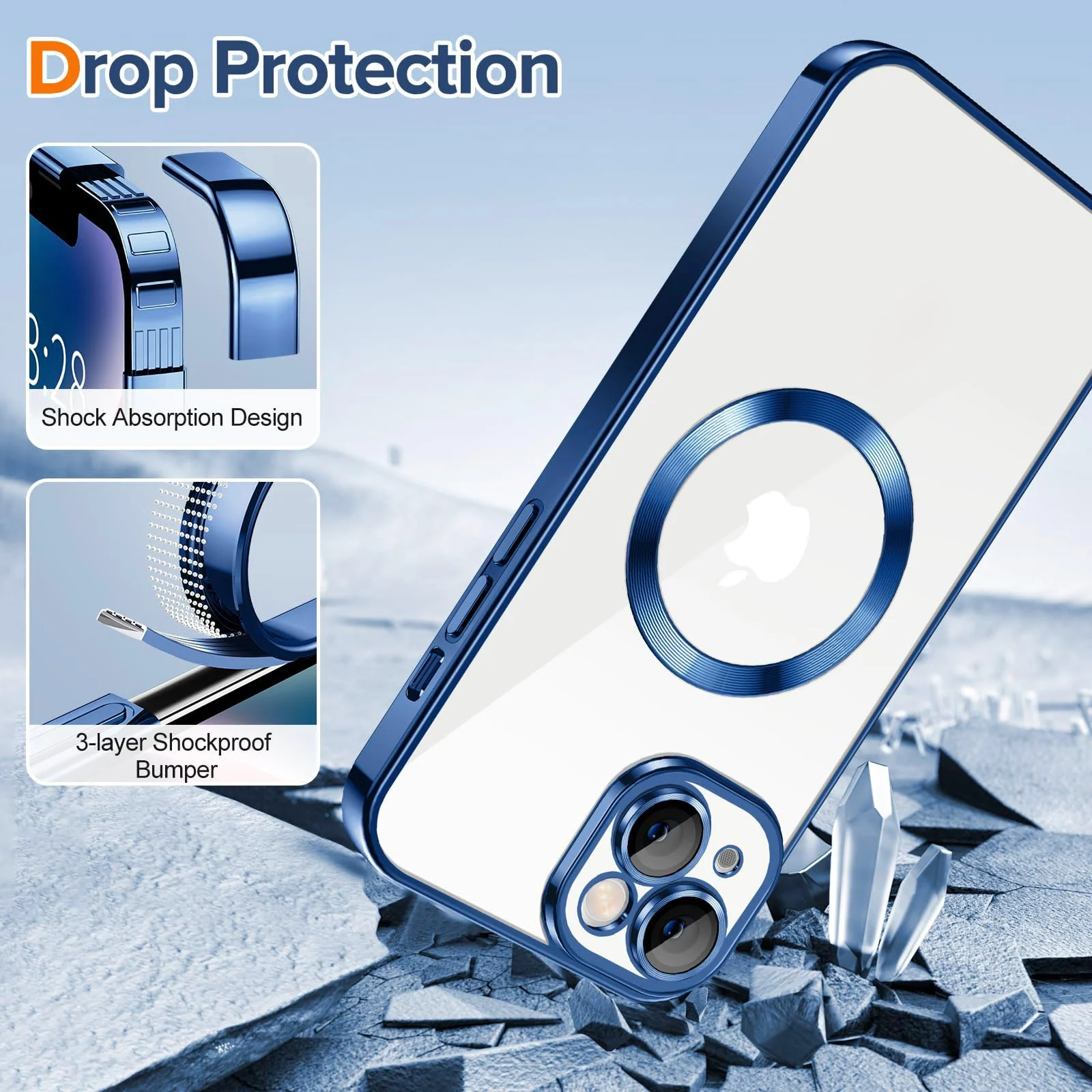 DL3 MOBILAK MagSafe Phone Case with Camera Lens Protector for Apple iPhone 13, Blue