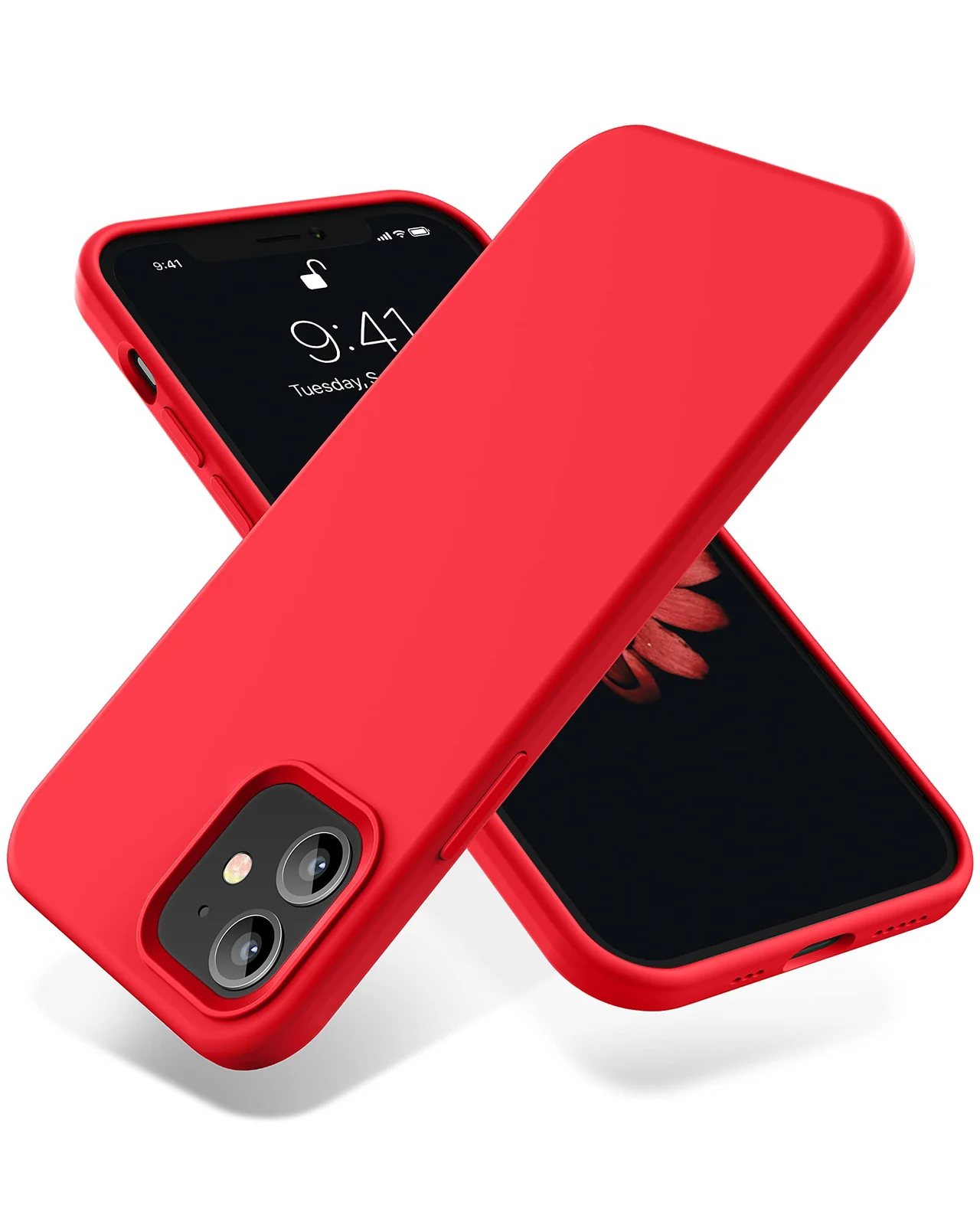 DL3 Mobilak Compatible with iPhone 11 (6.1 Inch) Case, Liquid Silicone Case, Full Body Protective Cover, Shockproof, Slim Phone Case, Anti-Scratch Soft Microfiber Lining - Red