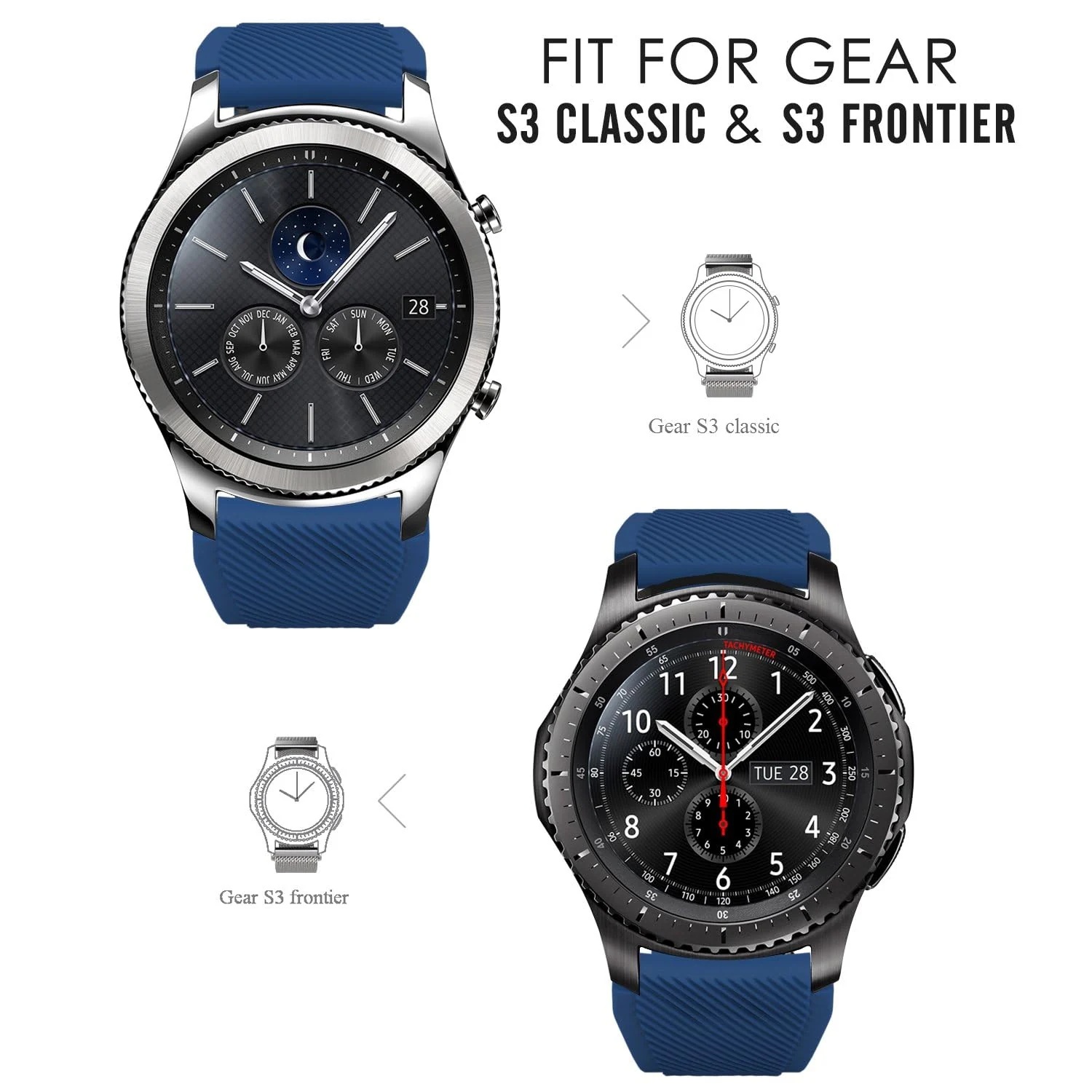 DL3 Mobilak Silicone Sport Band 22MM Xiaomi Redmi Watch 5 Active/5 Lite/Samsung Galaxy Watch 46mm/Watch 3 45mm/Gear S3/Huawei watch (GT6 GT5 GT4 GT3 GT2 GT 46MM)/GT2E/GT5 Pro/GT 6 Pro/Amazfit GTR 3/4 - Blue