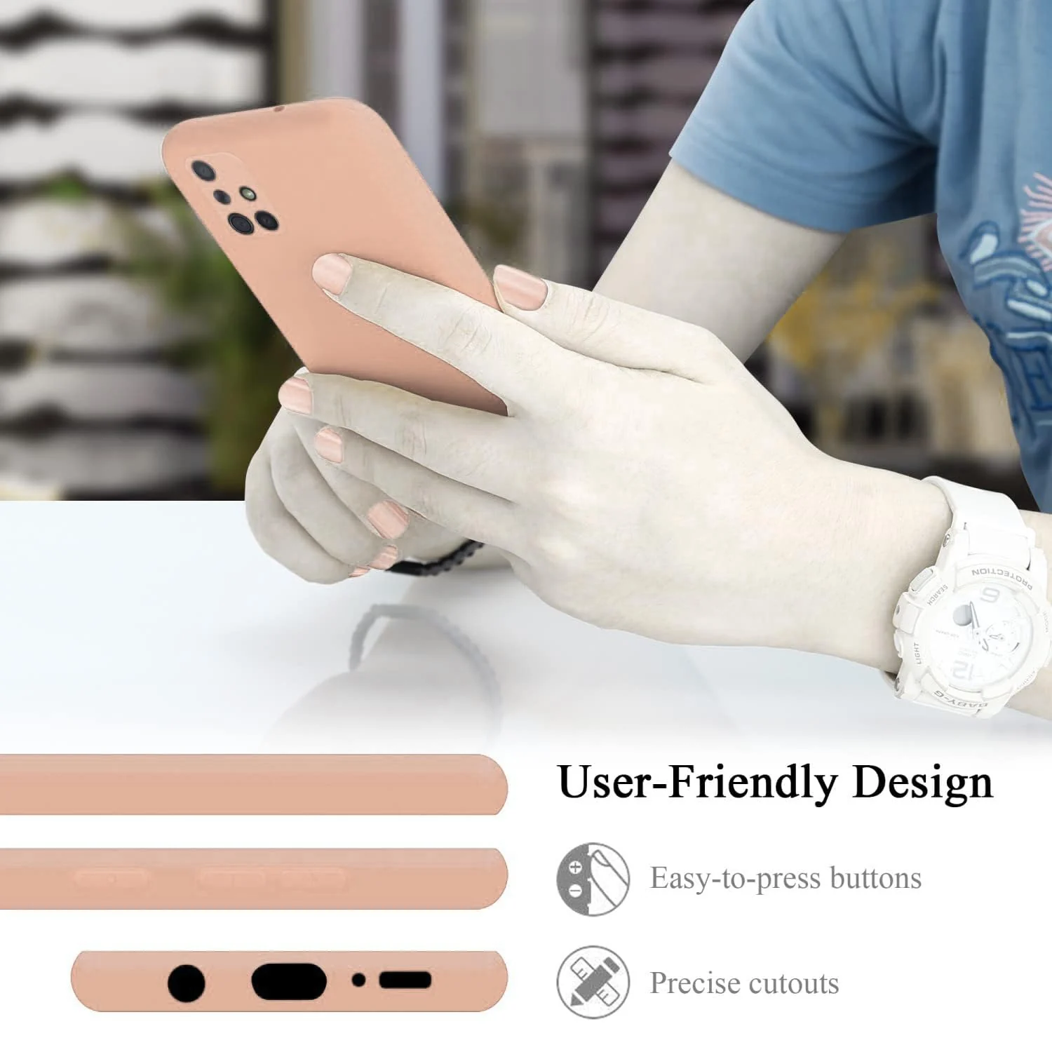 DL3 Mobilak Silicone Protective Case for Samsung Galaxy A71, Shock-absorbing protection, Scratch-resistant surface, Soft microfiber lining - Light Orange