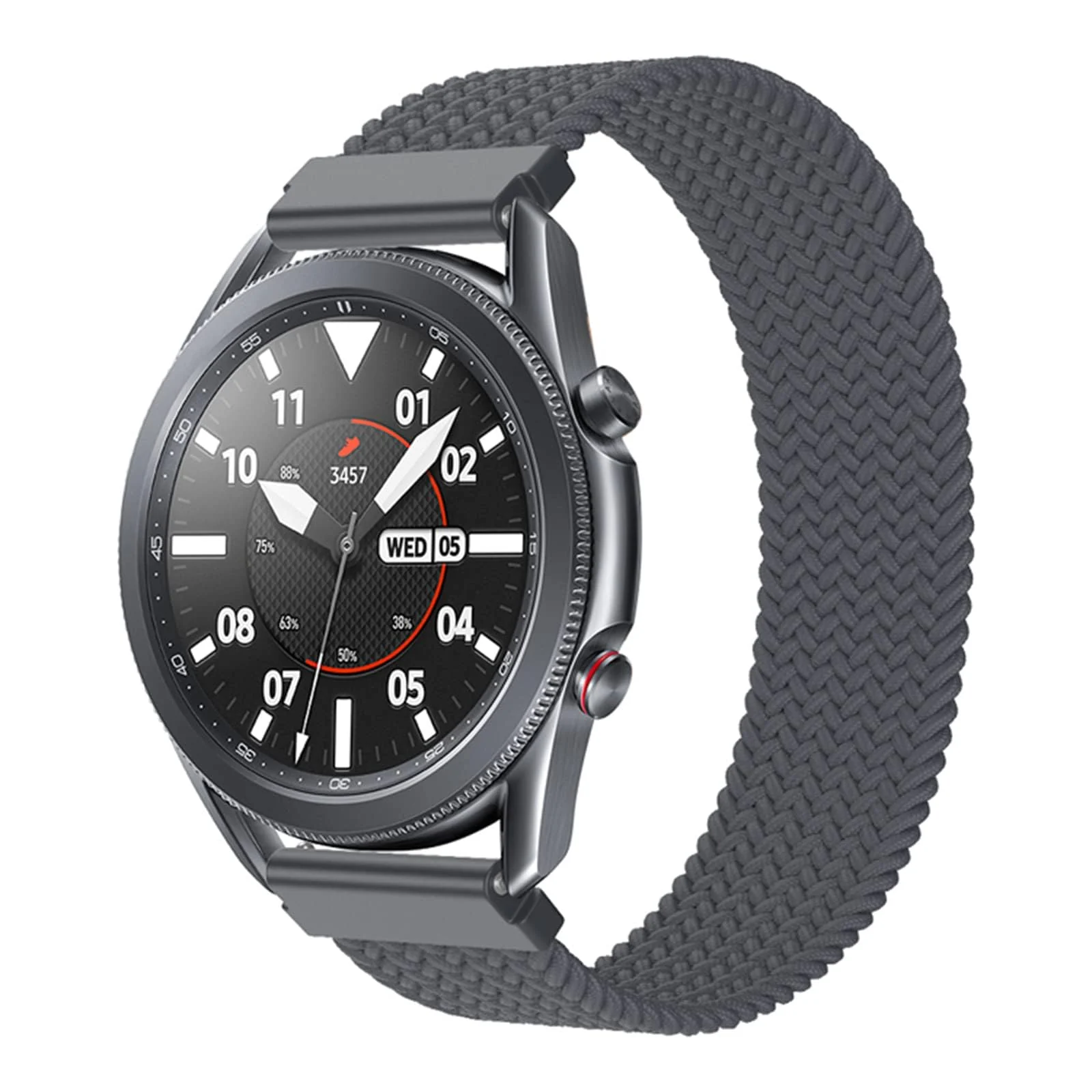 DL3 Mobilak Band 20MM Nylon Braided Solo Loop Strap For Samsung Gear Sport/Watch 6/5/4 40mm 44mm/Watch 6 Classic 43mm 47mm/ 5 Pro 45mm/active 2 40mm 44mm (Small) - Dark Gray