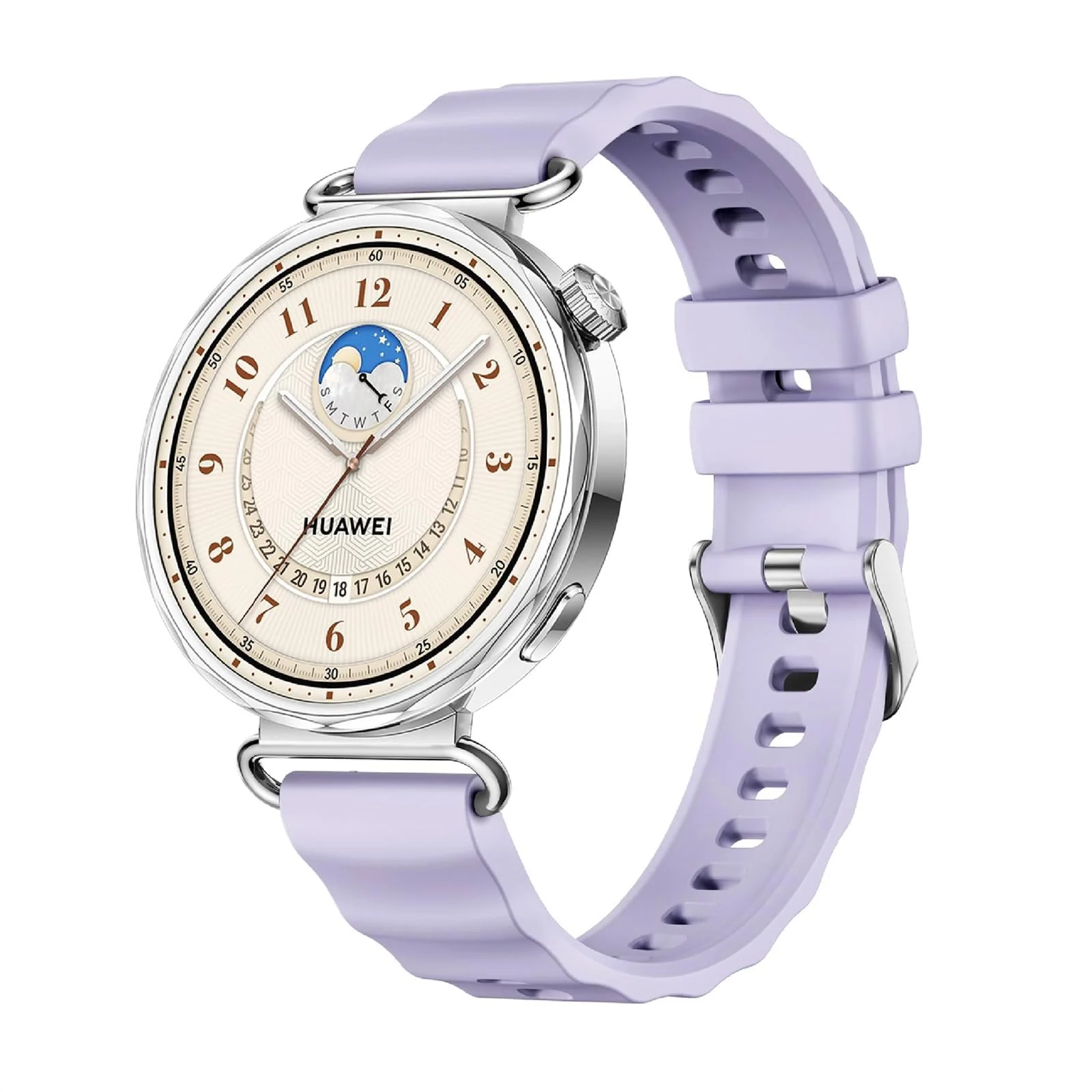 DL3 Mobilak 18mm Silicone Strap Compatible with Huawei Watch GT 6 41mm/GT 5 Pro 42 mm/GT5 41mm/GT4 41 mm/Huawei Watch 5 42mm, 18 mm Silicone Sport Replacement Band for Venu 2S/3S/Vivomove 3S/4S - Light Purple