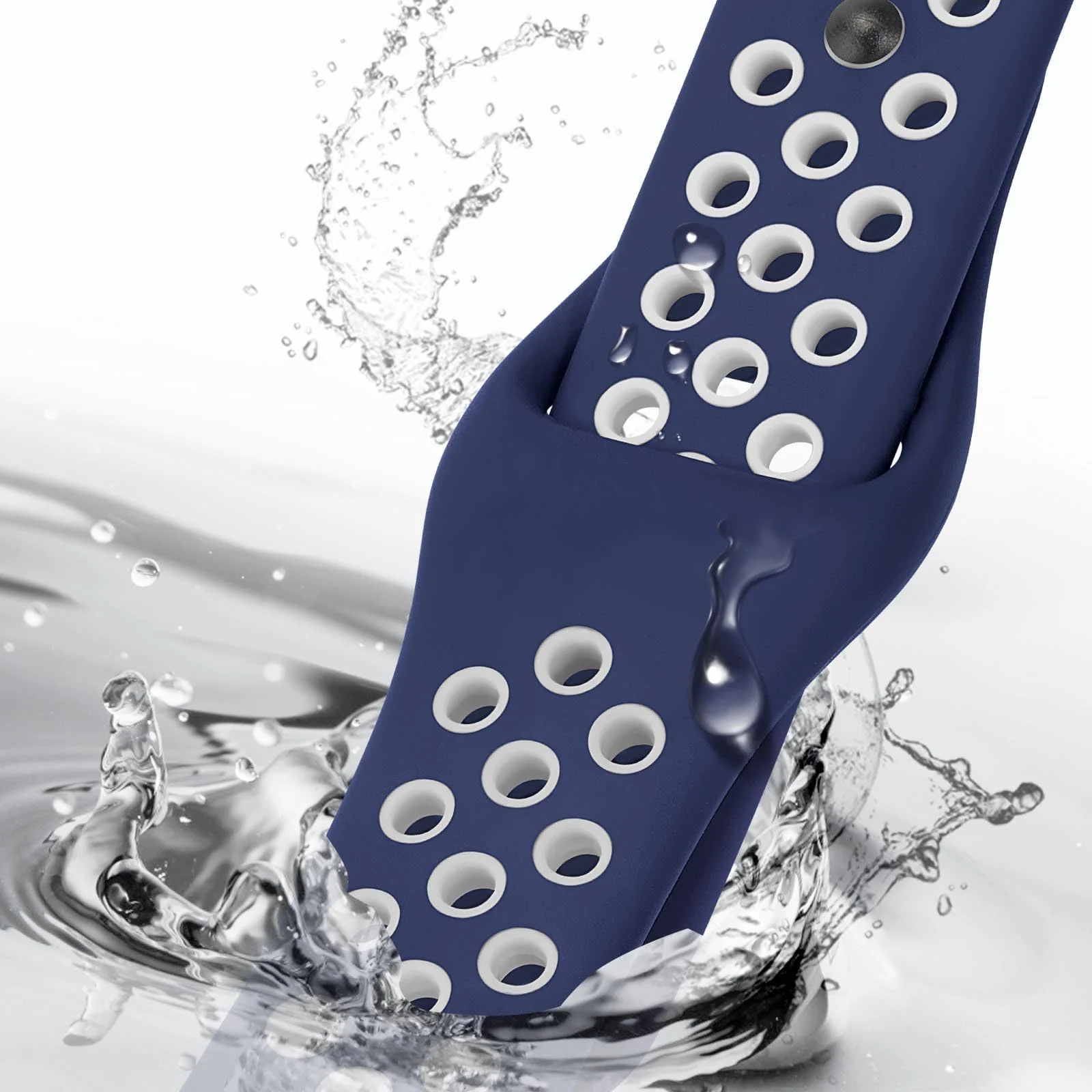 DL3 Mobilak Strap Silicone Compatible With Xiaomi Redmi Watch 3 Active/Redmi Watch 3 Lite, Sport Silicone Watch Band Wrist Strap, Bracelet Wristband Wrist Strap - Blue White