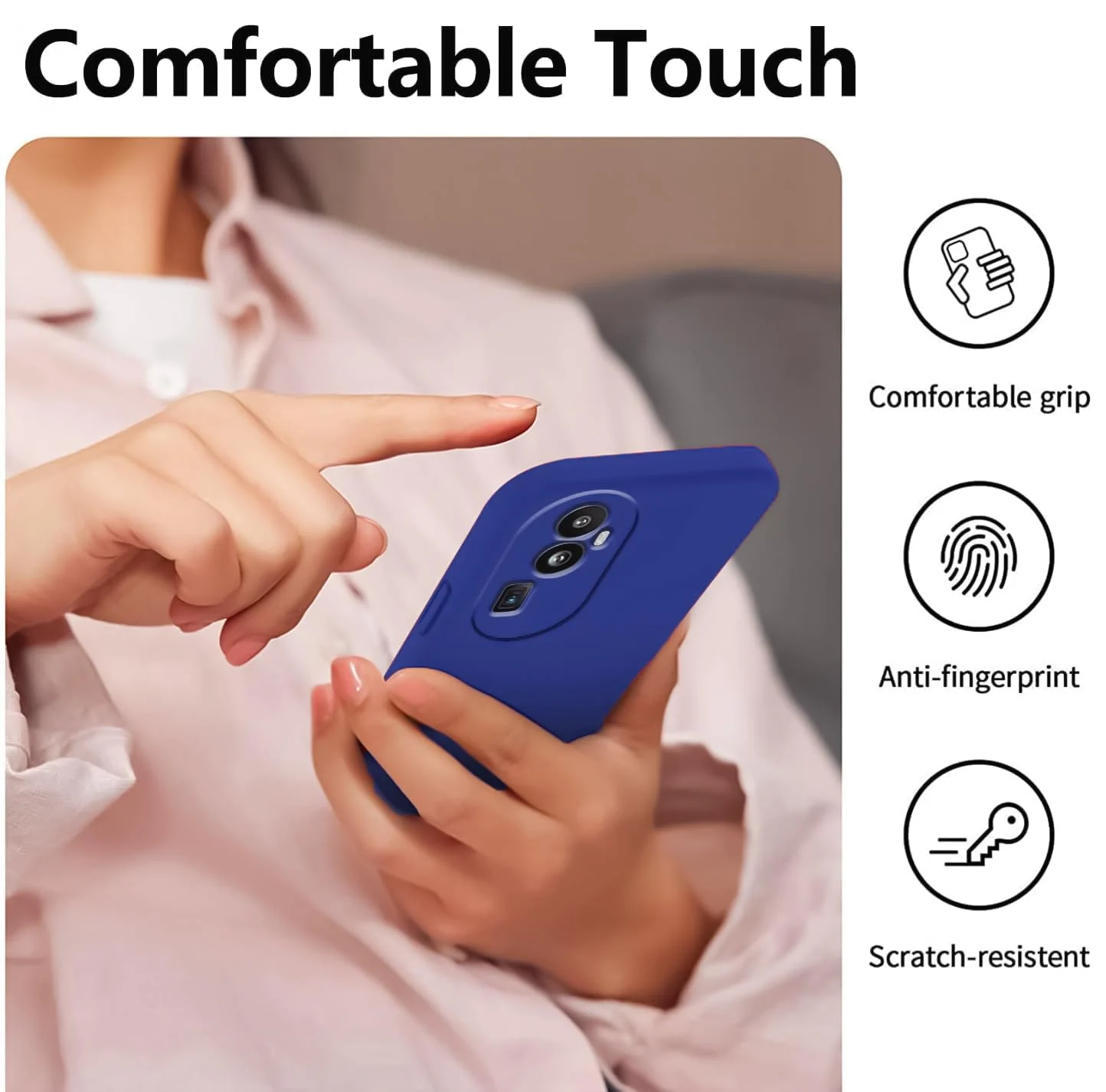 DL3 Mobilak Liquid Silicone Protective Case with Soft Microfiber Lining with Full Camera Protection for OPPO Reno 10 Pro+ Plus 5G - Pepsi